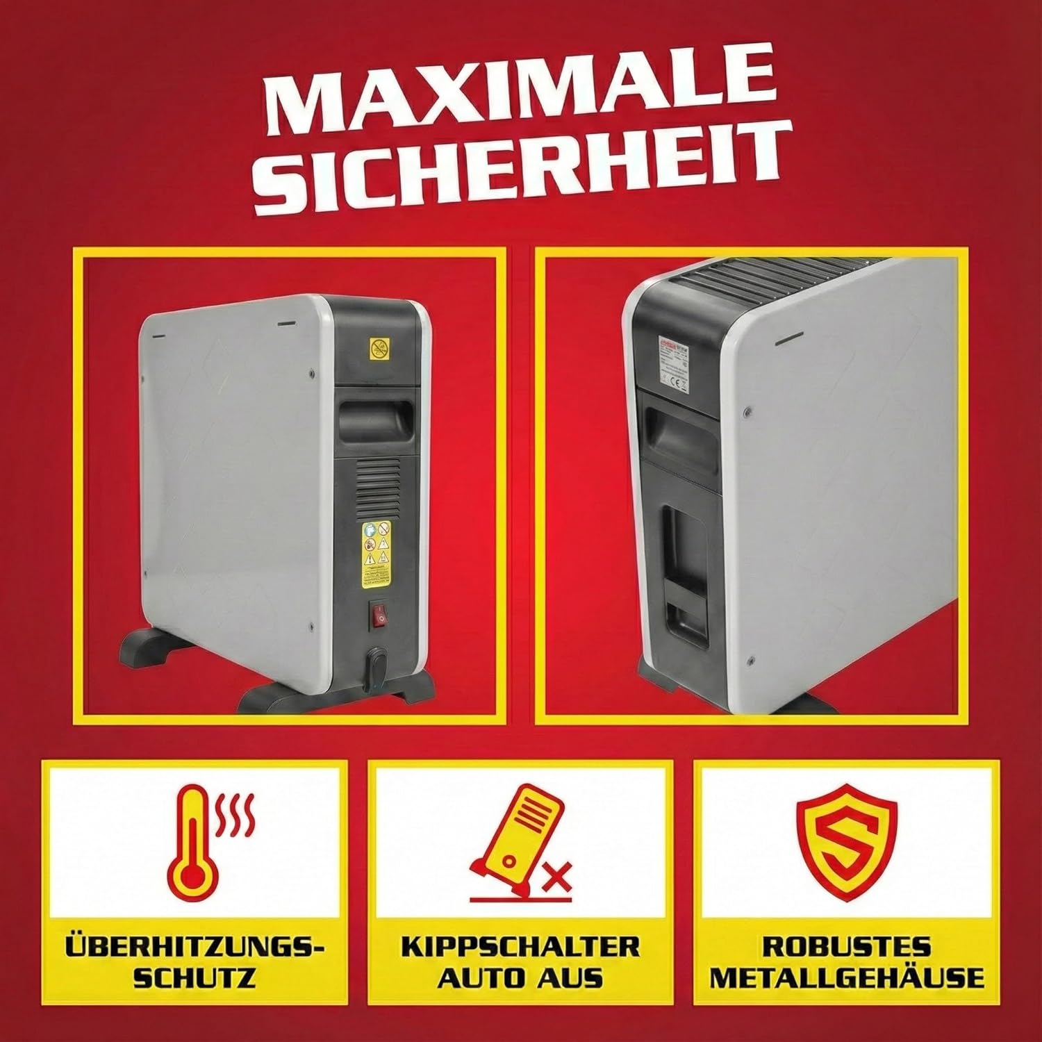 Hecht Elektroheizer – Heizgerät für schnelle und wohltuende Wärme – energiesparend – mit 3 Leistungsstufen, Fernbedienung und Thermostat – Bild 6