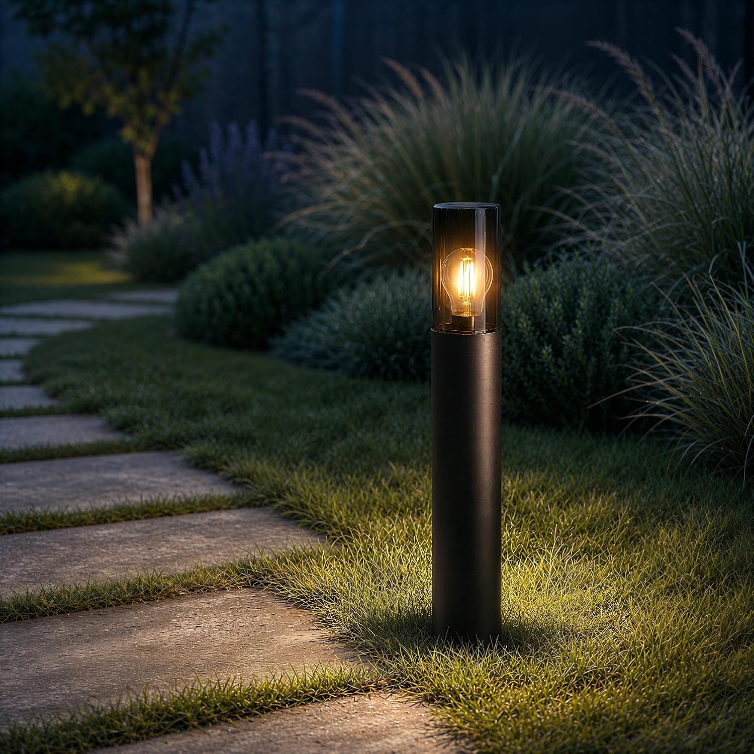SSC-LUXon Außen-Stehlampe Varda, Schwarz, E27-Fassung, Höhe 50 cm, Wegeleuchte, Pollerlampe, 4 Stück – Bild 8