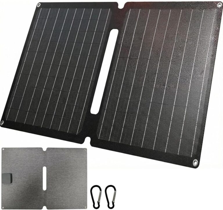 Tragbares Solarladegerät, 20 W Solarpanel faltbar mit 2 Anschlüssen (USB-C + USB-A), IP44 wasserdichtes tragbares Solarladegerät, Handy-Solarpanel im Freien, Camping-Ladegerät für Smartphone