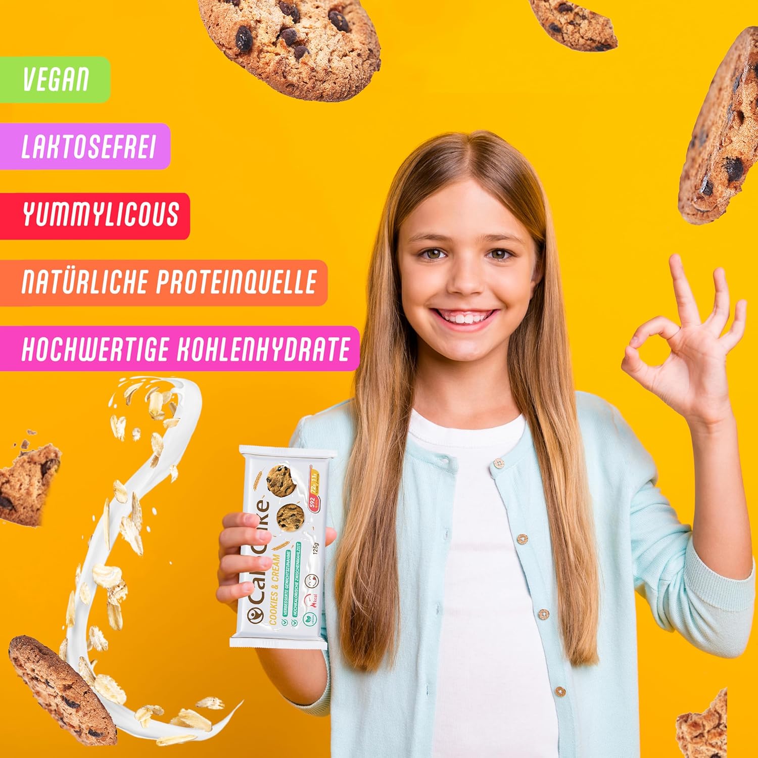 CaloVital Hochkalorisches Lebensmittel zur Gewichtszunahme, Ausdauer- & Energieriegel mit viel Protein & 592 Kalorien, Mahlzeitriegel vegan & laktosefrei, CaloCake von CaloVital 24er Box (Kekse & Sahne) – Bild 4