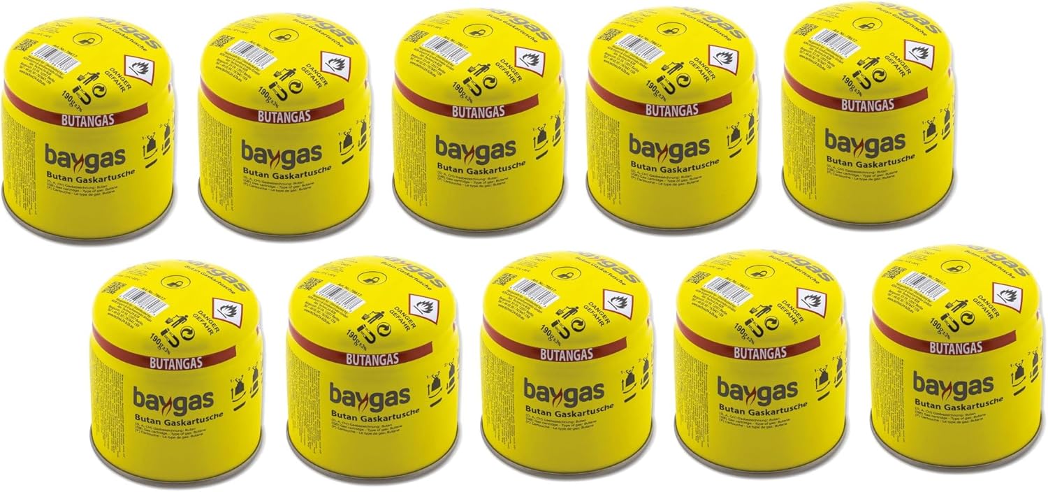 SMH LINE 10 x 190 g Butan-stechbare Kartusche, universelle Gaskartuschen mit Sicherheitsventil, Bunsenbrenner-Gas, Propan-Mischung, Campingkocher, Gasheizung, Lötbrenner, Gas-Stopp-System – Bild 3