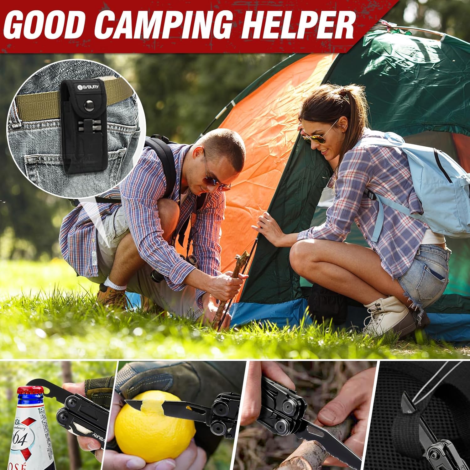 BIBURY 16-in-1-Multitool, faltbare Zange mit verbesserter Schere und Schraubendreher, mit Nylontasche, ideal für Outdoor, Wandern, Heimwerken, Reparaturen, Geschenk für Väter und Männer – Bild 6