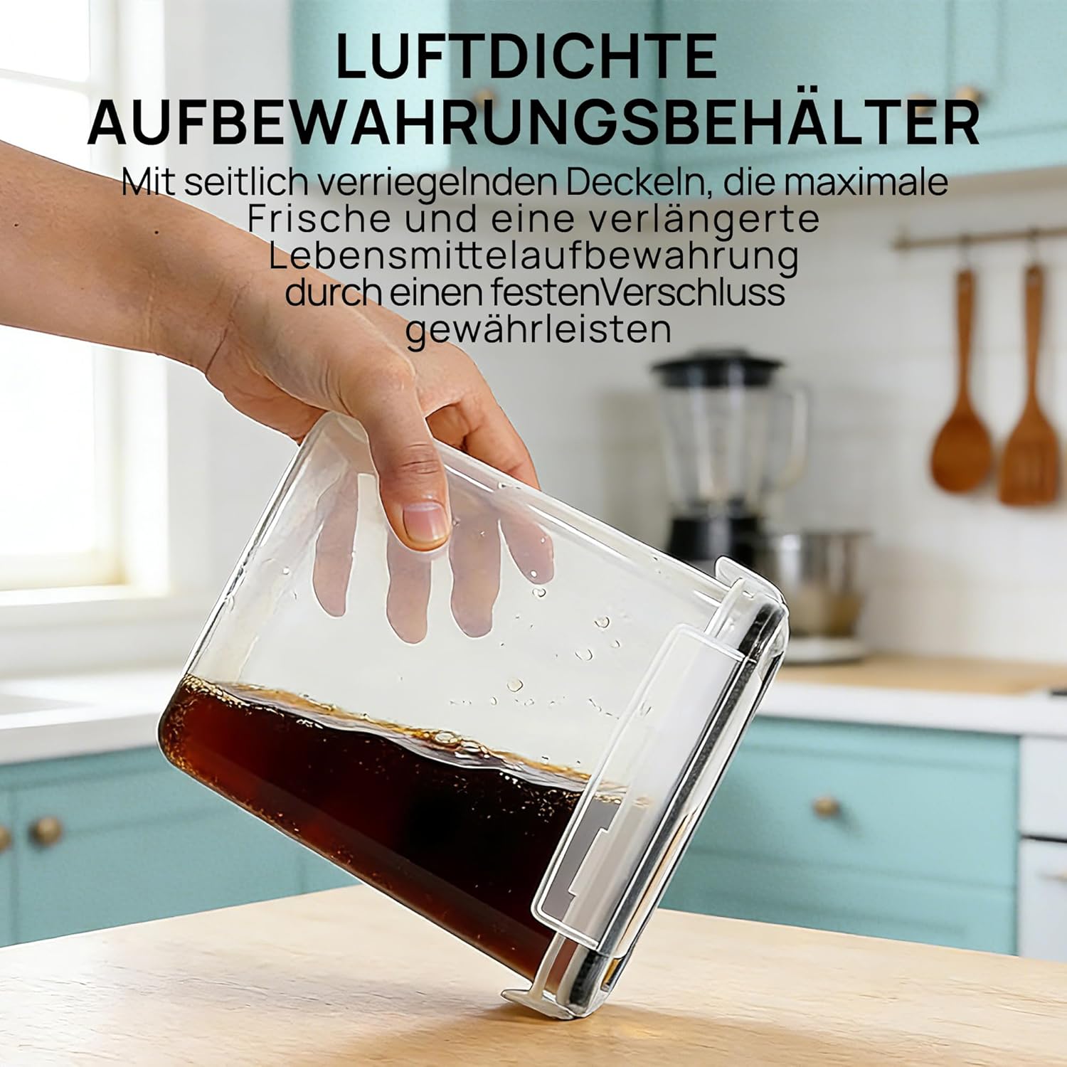Vtopmart Vorratsbehälter-Set 2 L, für Müsli und frische Lebensmittel, BPA-freier Kunststoff, luftdicht, Trockenfutterbehälter-Set mit 9 Stück, 24 Etiketten für Müsli, Mehl, Zucker usw. (Schwarz) – Bild 3