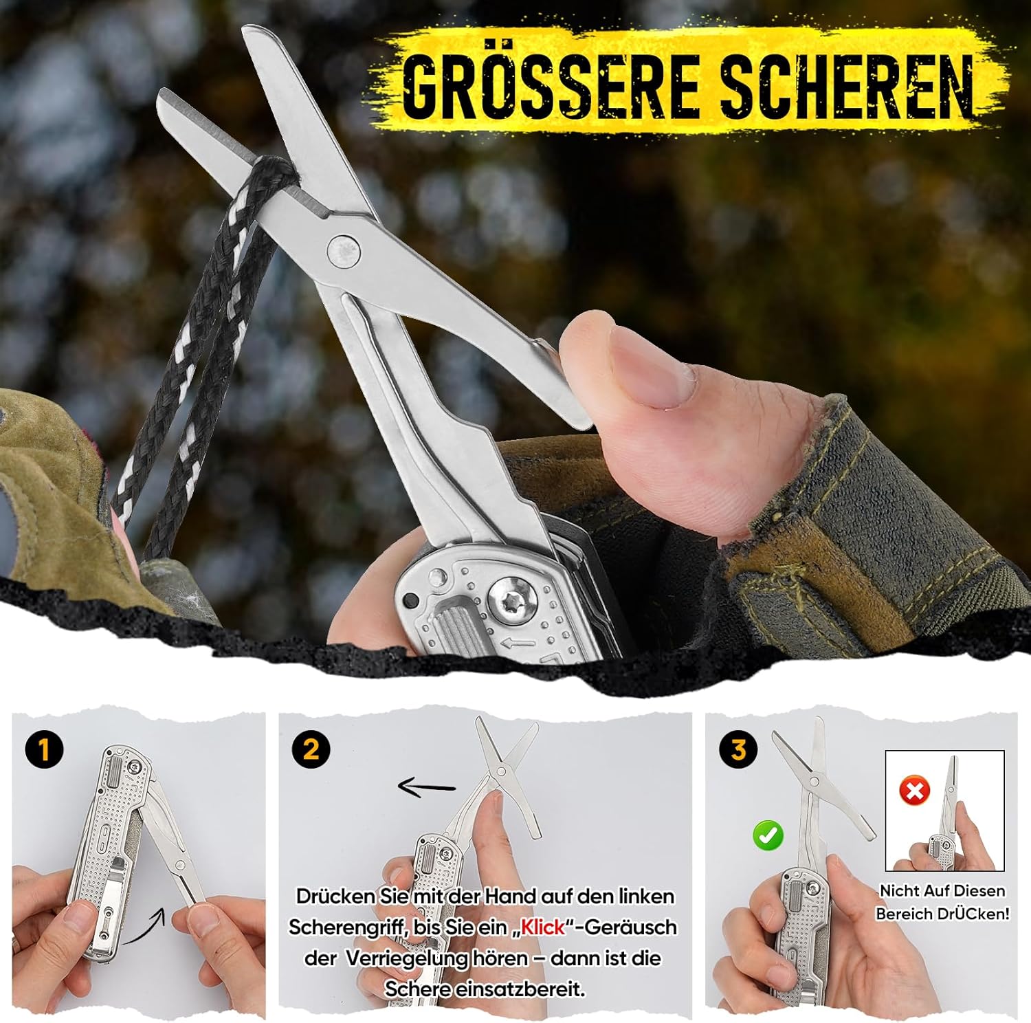 BIBURY Geschenke für Männer, Multitool EDC Taschenmesser, Survival Messer Edelstahl, Messer Outdoor, Papa Geschenk, Geburtstagsgeschenk Gadgets für Männer, Adventskalender Füllung Geschenke Männer – Bild 3