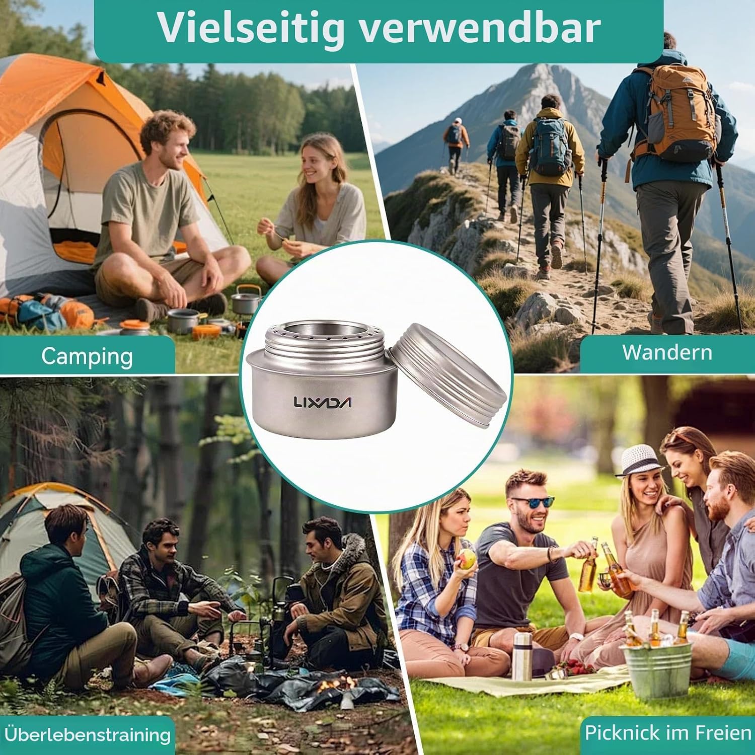 Mini-Alkoholkocher für Rucksackreisen, tragbarer, leichter Campingkocher, Ti-Alkoholbrenner, effizienter und sicherer Campingkocher für Outdoor-Wandern, Kochen, Rucksackreisen – Bild 7