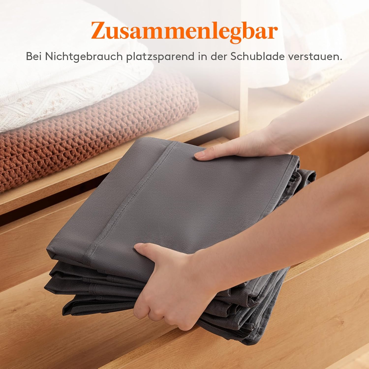 Lifewit Aufbewahrungstasche, Unterbett-Aufbewahrungstasche, Transporttasche, Umzugstaschen, Aufbewahrungsbox mit Deckel, faltbare Kleideraufbewahrung für Bettdecken, Kleidung, grau, 4 Stück, 95 l – Bild 7