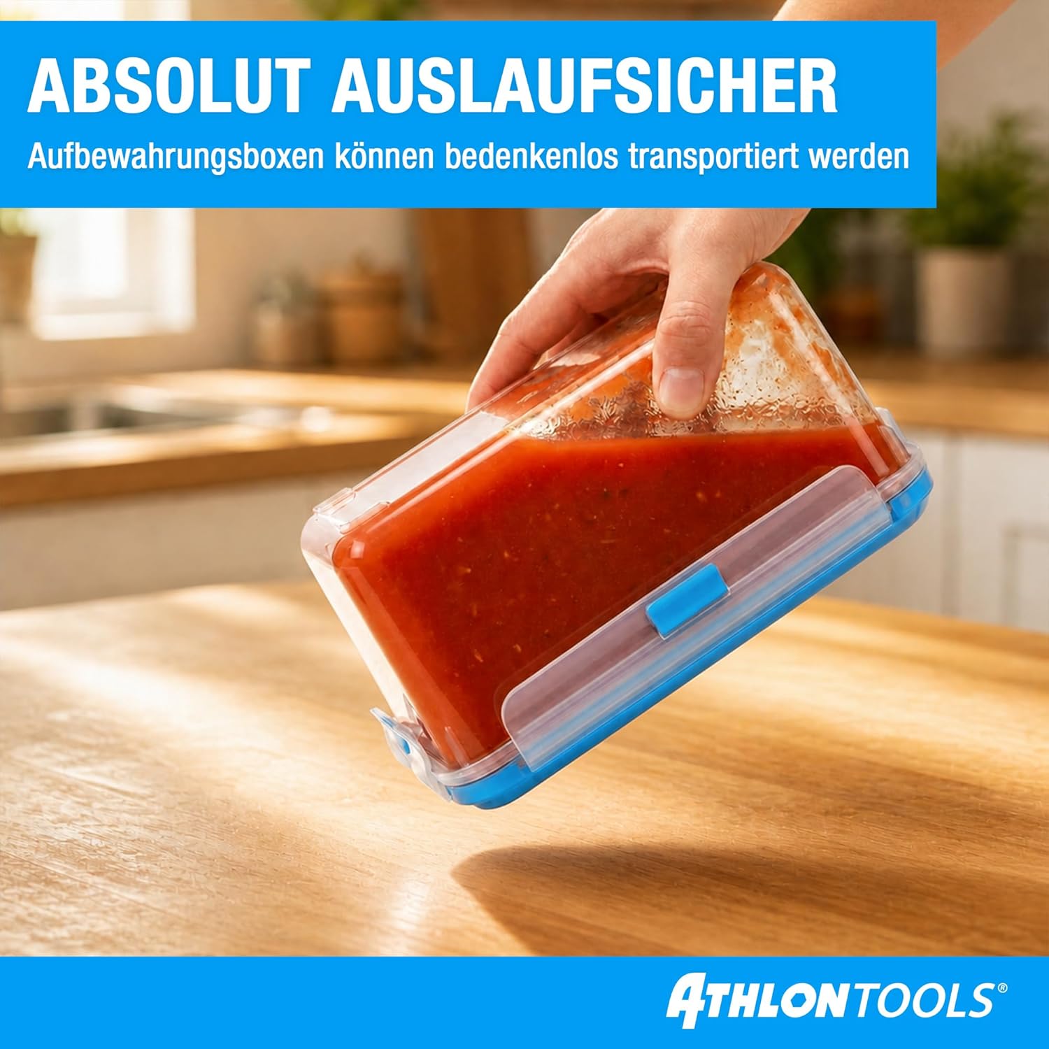 ATHLON TOOLS 2 x 5 L Frischhaltedosen-Set in Gastro-Qualität – 100 % luftdicht und auslaufsicher -40 bis +100 Grad – für alle Lebensmittel – BPA-frei – Vorratsdosen für den Kühlschrank (hergestellt in der EU) – Bild 3