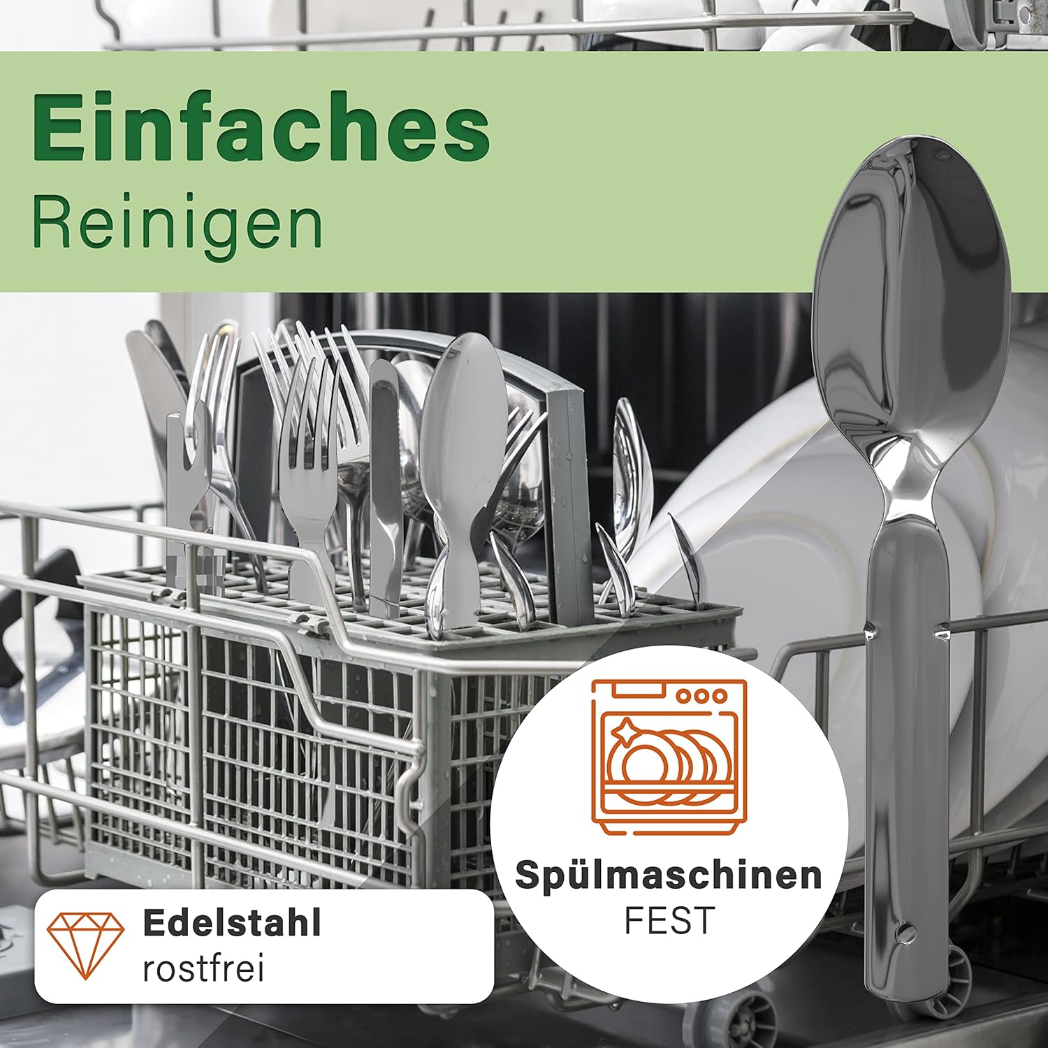 Klassisches Bundeswehr-Edelstahl-Besteck-Set, 4-teilig, Camping-Besteck-Set für Camping, Besteck-Set, Outdoor-Besteck – Bild 7