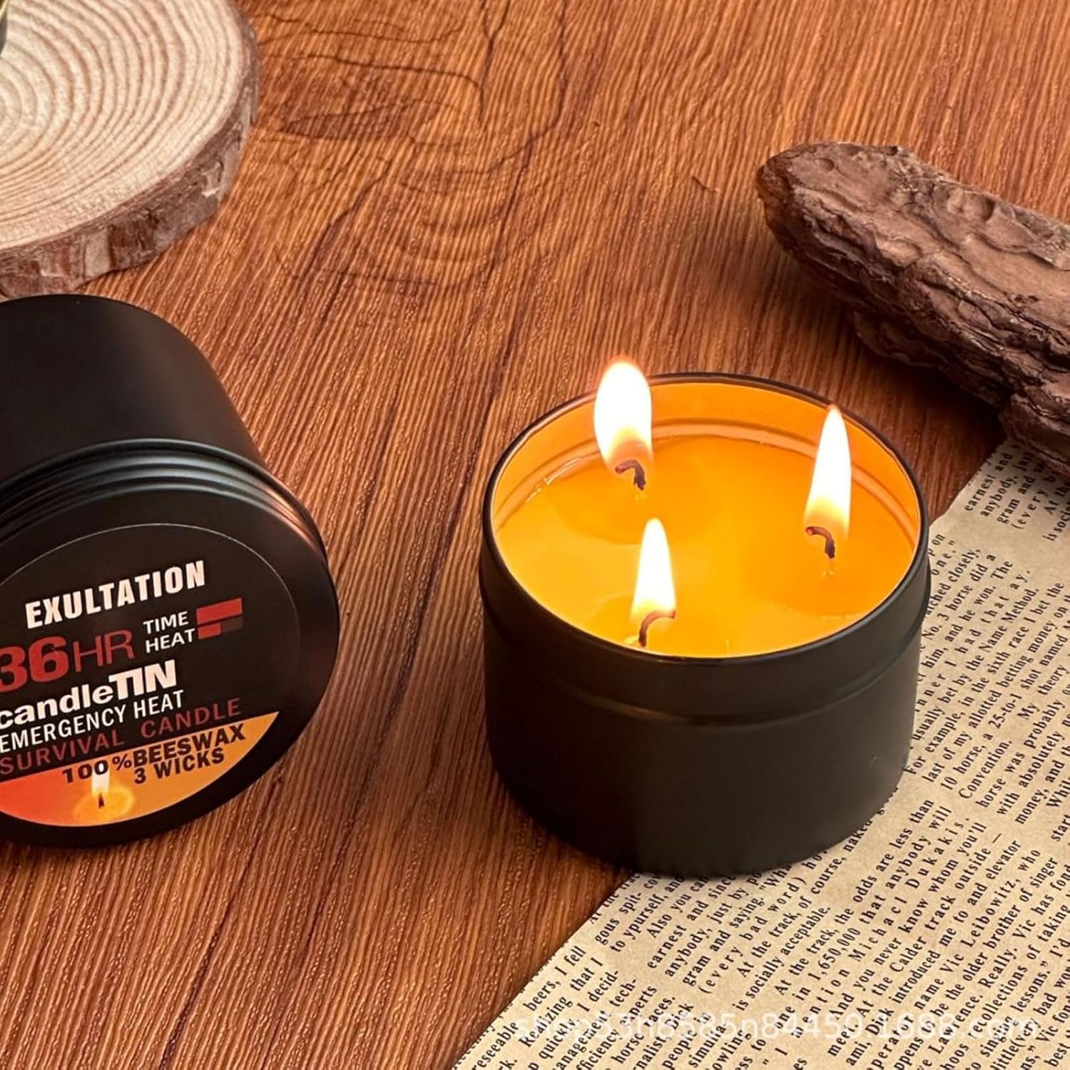 4er-Pack Survival-Kerzen mit langer Brenndauer, 3-Docht-36-Stunden-Notfallkerze, langlebige Survival-Kerze mit natürlicher, duftender Kerze für Notfälle, Camping, Wandern, wichtige Vorräte – Bild 5