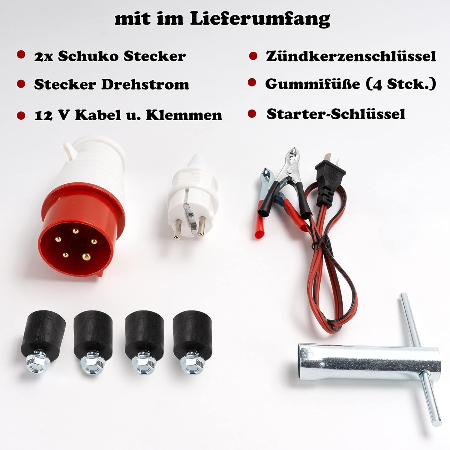 Stromgenerator mit Benzin | Stromgenerator mit Zubehör | Notstromgenerator leise | 5 Steckdosen 3 x 230 V / 1 x 400 V / 1 x 12 V | 6,5 PS (Stromgenerator mit Seilzugstarter) – Bild 6