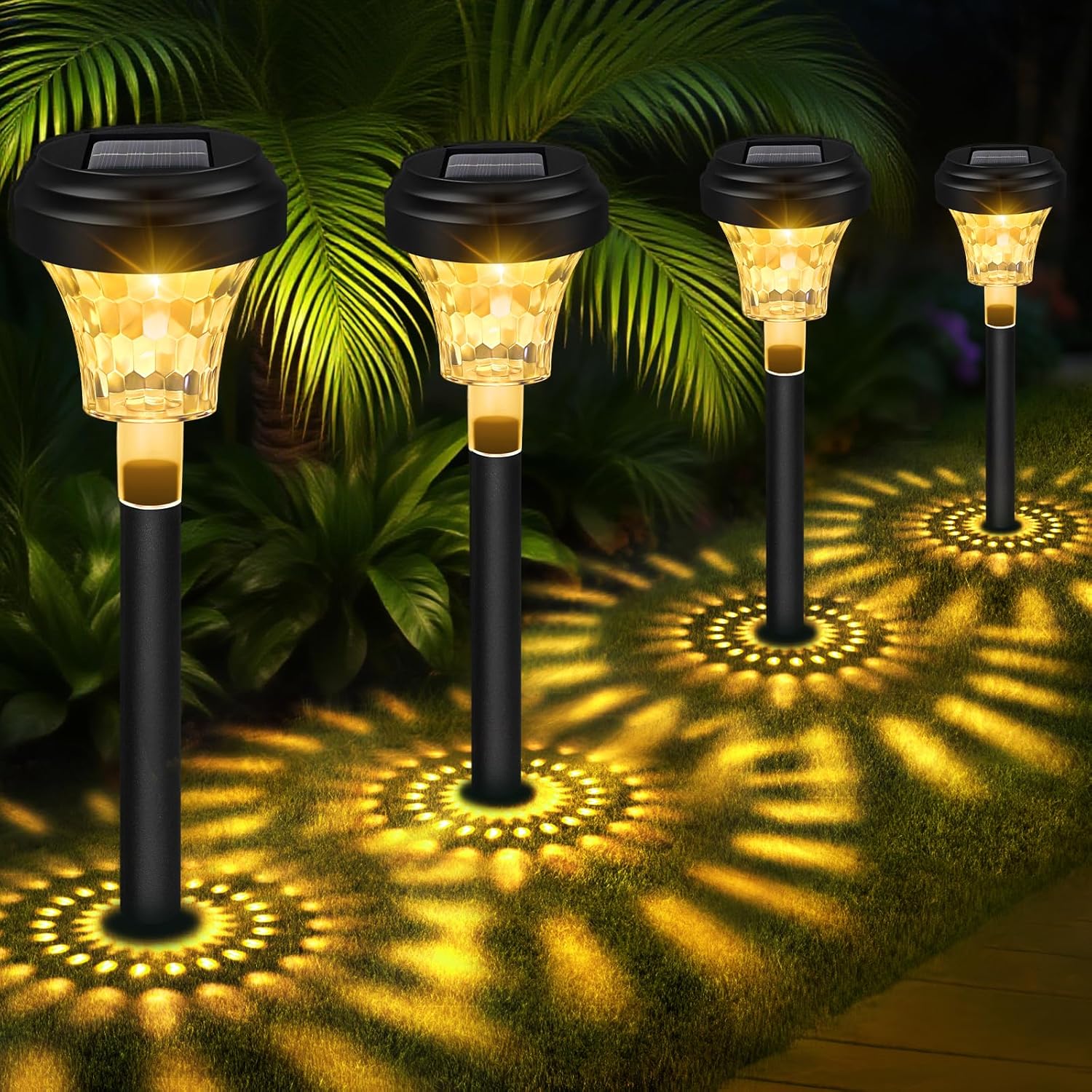 Akynite 8er-Pack Solarleuchten für den Garten im Freien, RGB-Farbwechsel und Warmweiß, IP65 wasserdichte Solarleuchten, automatisches Ein-/Ausschalten, LED-Gartenlampe, Solar-Wegeleuchten für die Gartendekoration im Freien, Hofwege – Bild 9