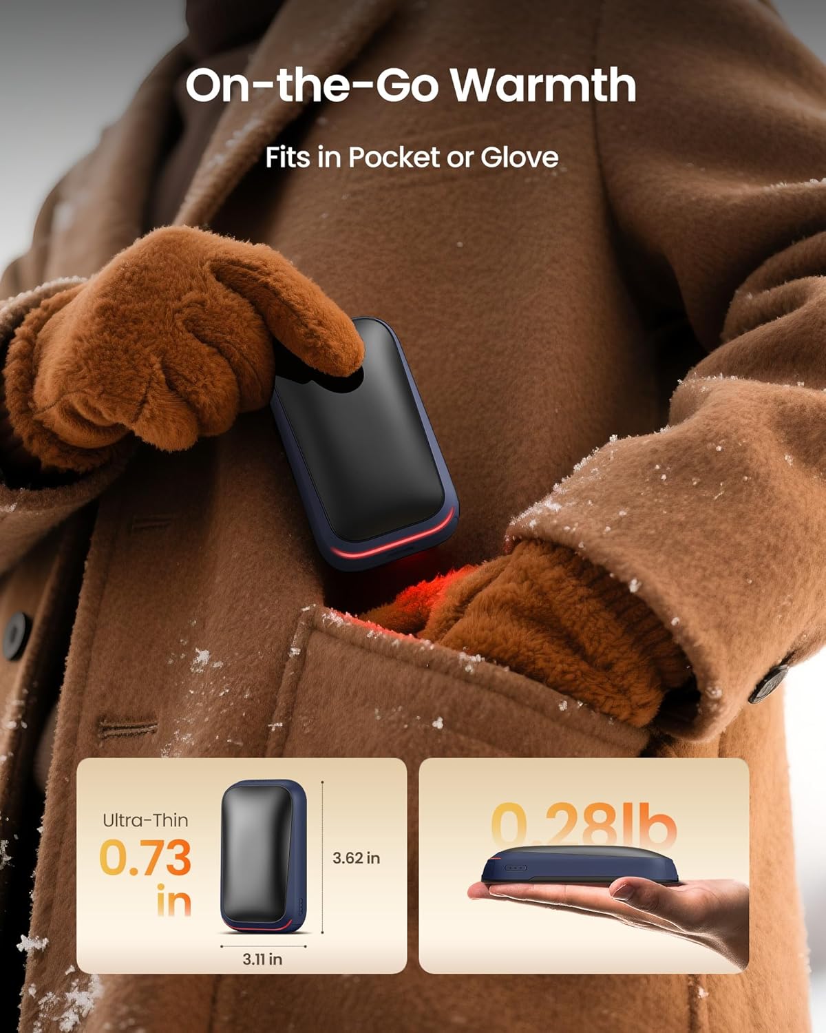 Gaiatop Taschenwärmer, Handwärmer, elektrisch, 2 Stück mit Magnet, USB-Handwärmer, wiederverwendbar, 3s Schnellheizung & 3 Stufen, kompakt für Handschuhe, Wichtelgeschenk für Männer und Frauen – Bild 4
