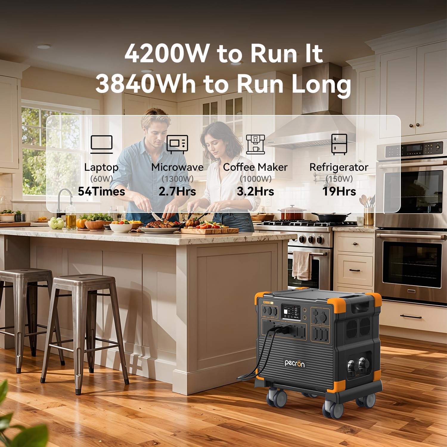 pecron E3800LFP Tragbares Kraftwerk 3840 Wh mit 4200 W AC-Steckdosen, Solargenerator und LiFePO4-Akku – Schnellladefunktion für die Notstromversorgung im Haushalt beim Camping – Bild 5