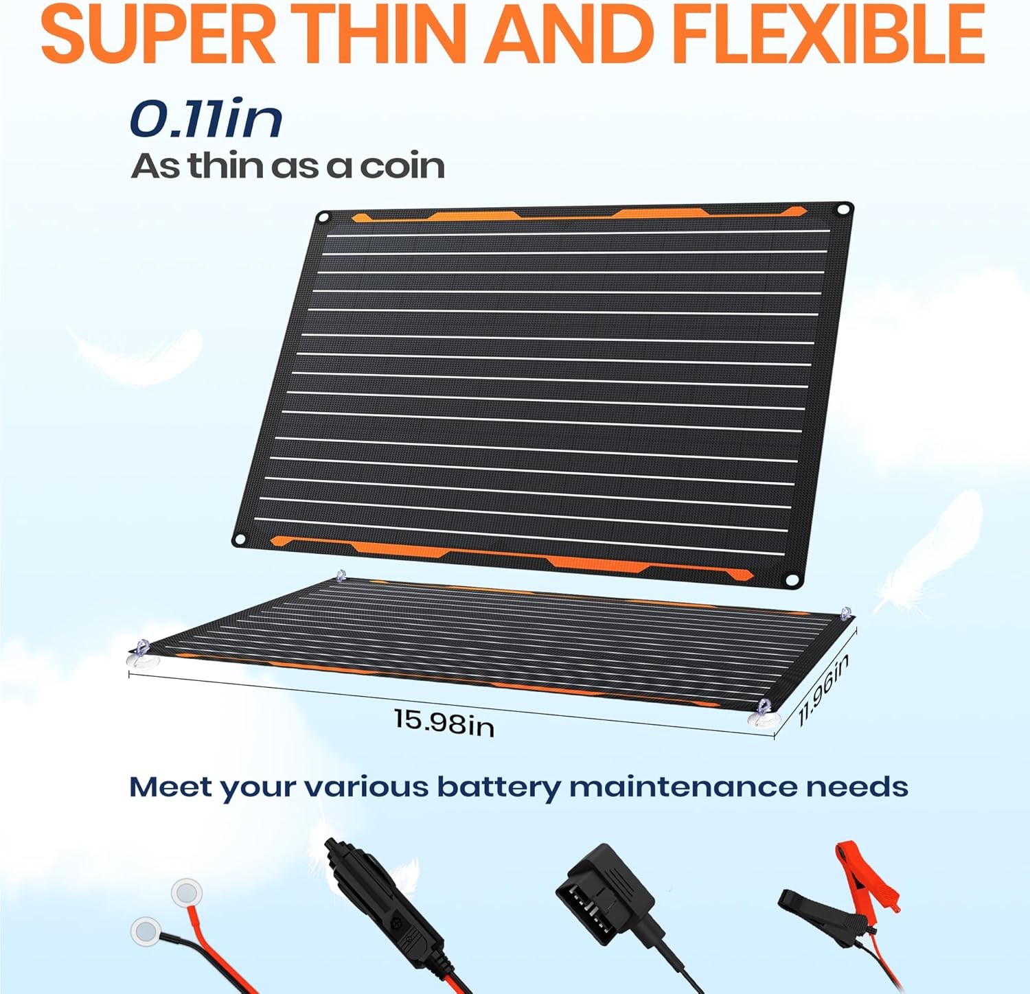 Solar-Autobatterie-Ladegerät, 12 V, 20 W, Solarpanel, IP67, wasserdichtes Solarpanel, tragbares SAE-Verbindungskabel für Auto, Boot, Motorrad, Anhänger, Wohnmobil, Wohnmobil, Marine – Bild 5