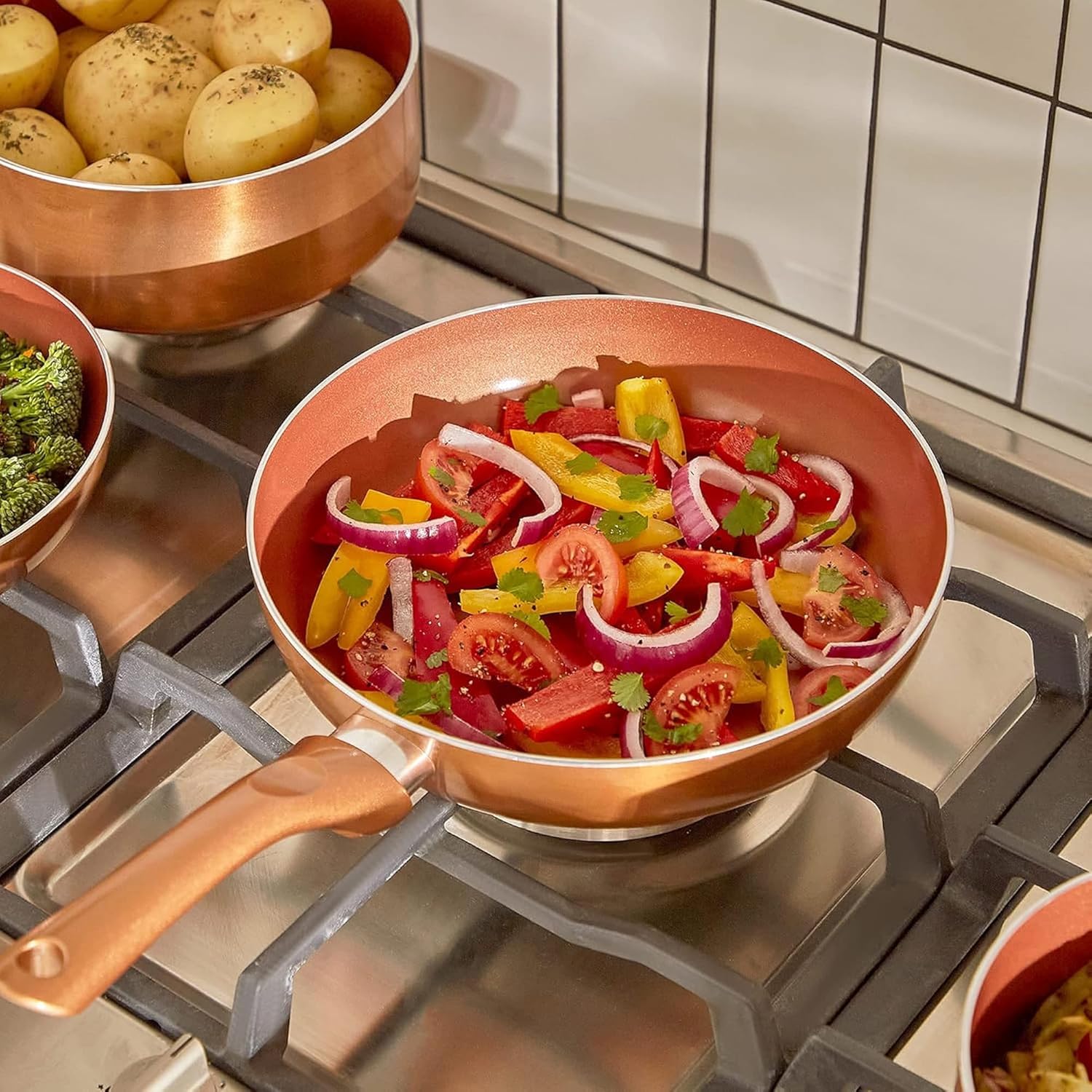 Antihaftbeschichtetes Kochgeschirr-Set, 11-teilig, ofen- und grillfest (350 °F), Töpfe und Pfannen, Küchen-Kochset, Bratpfannen, Schmorpfanne, Küche, Zuhause, spülmaschinenfest – Bild 7
