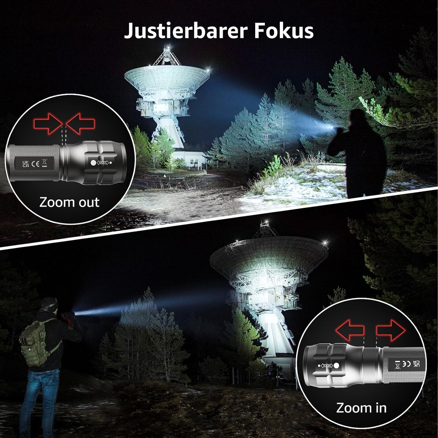 Lighting EVER LED-Taschenlampe, kleine, extrem helle & zoombare Mini-Taschenlampen, batteriebetrieben für Kinder, wasserdichte Handlampe für Camping, Outdoor, Notfälle (Gunmetal) – Bild 3