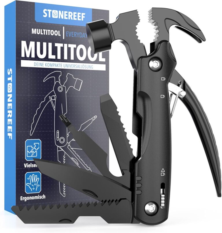 Multitool – 12-in-1-Multitool mit Edelstahlzange, Schraubendreher, Messer und Säge – perfekt für Camping, Outdoor und Basteln – Geschenk für Männer