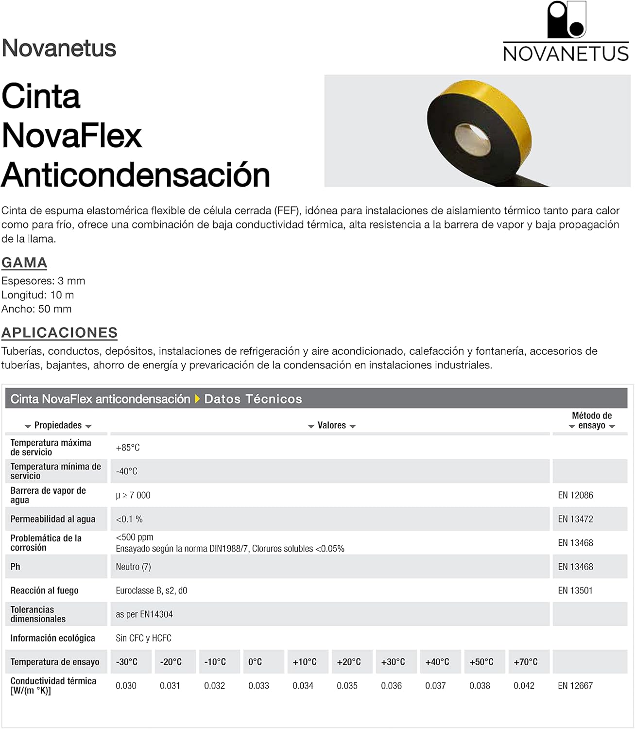 NovaFlex Gummi-Selbstklebeband 3 mm x 50 mm x 10 m, elastisches Band für Heizung, Lüftung und Klimaanlagen, Klebeband, Dichtungsband, Isolierung – Bild 6