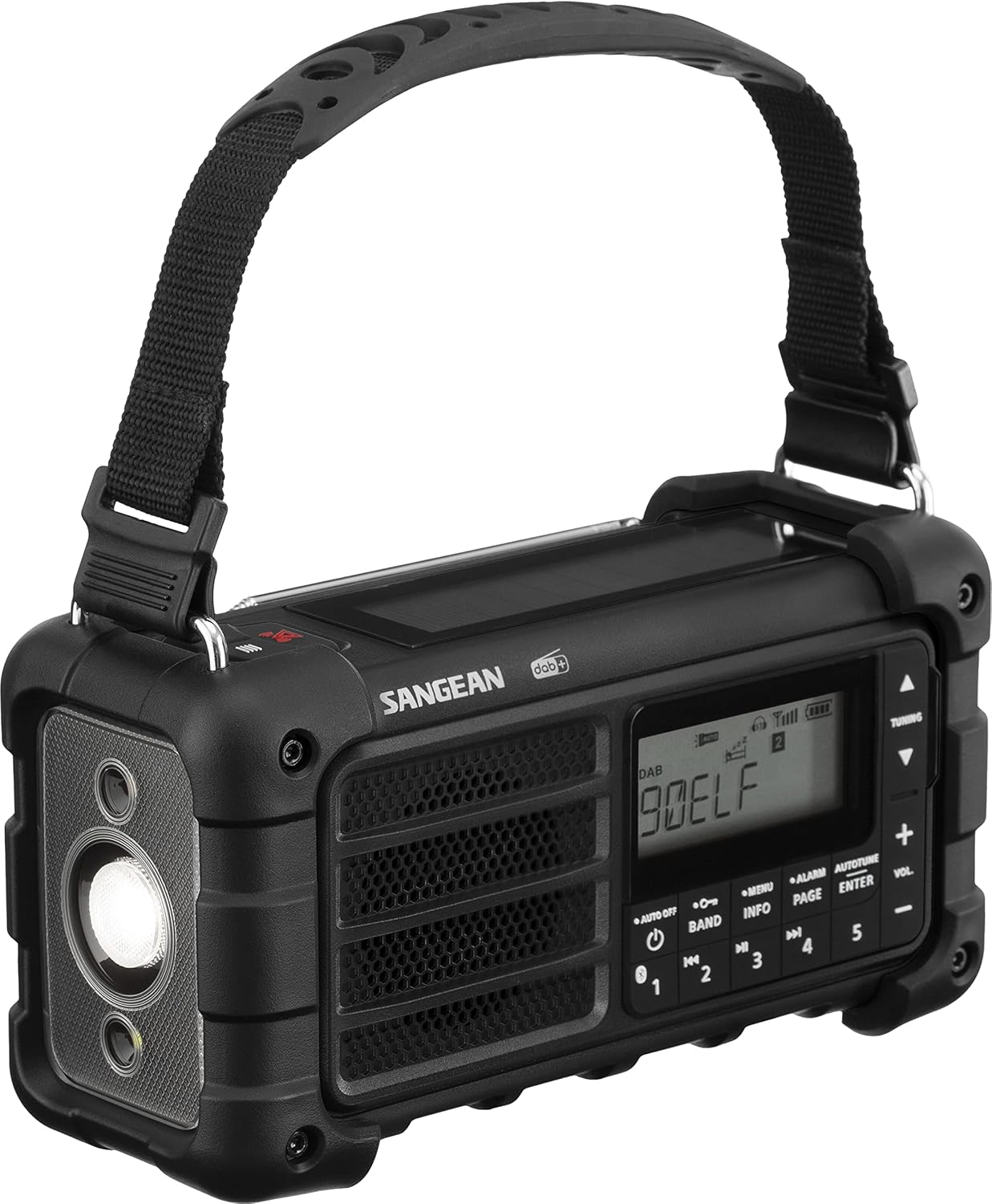 Sangean MMR-99 DAB Multifunktions-Notfallradio mit Handkurbel, DAB+, UKW-RDS, Bluetooth, LED-Taschenlampe und IP55-Zertifizierung, ideal für Outdoor, Camping und Notfälle, Mitternachtsschwarz – Bild 4