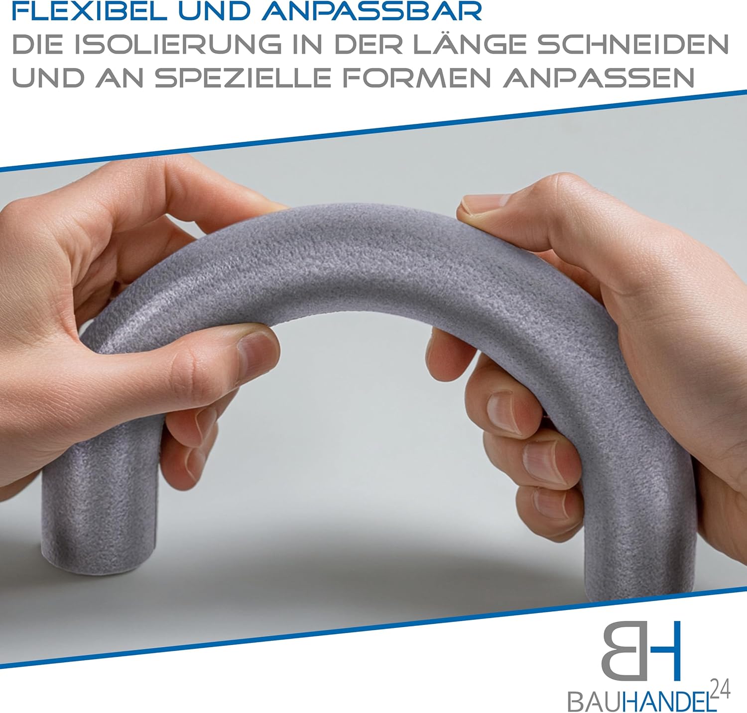 Bauhandel24-1 m Rohrisolierung selbstklebend Schaumstoff Rohrisolierung Heizungsrohre 20 mm Dämmstärke Ø 28 mm Rohrdurchmesser grau – Bild 7