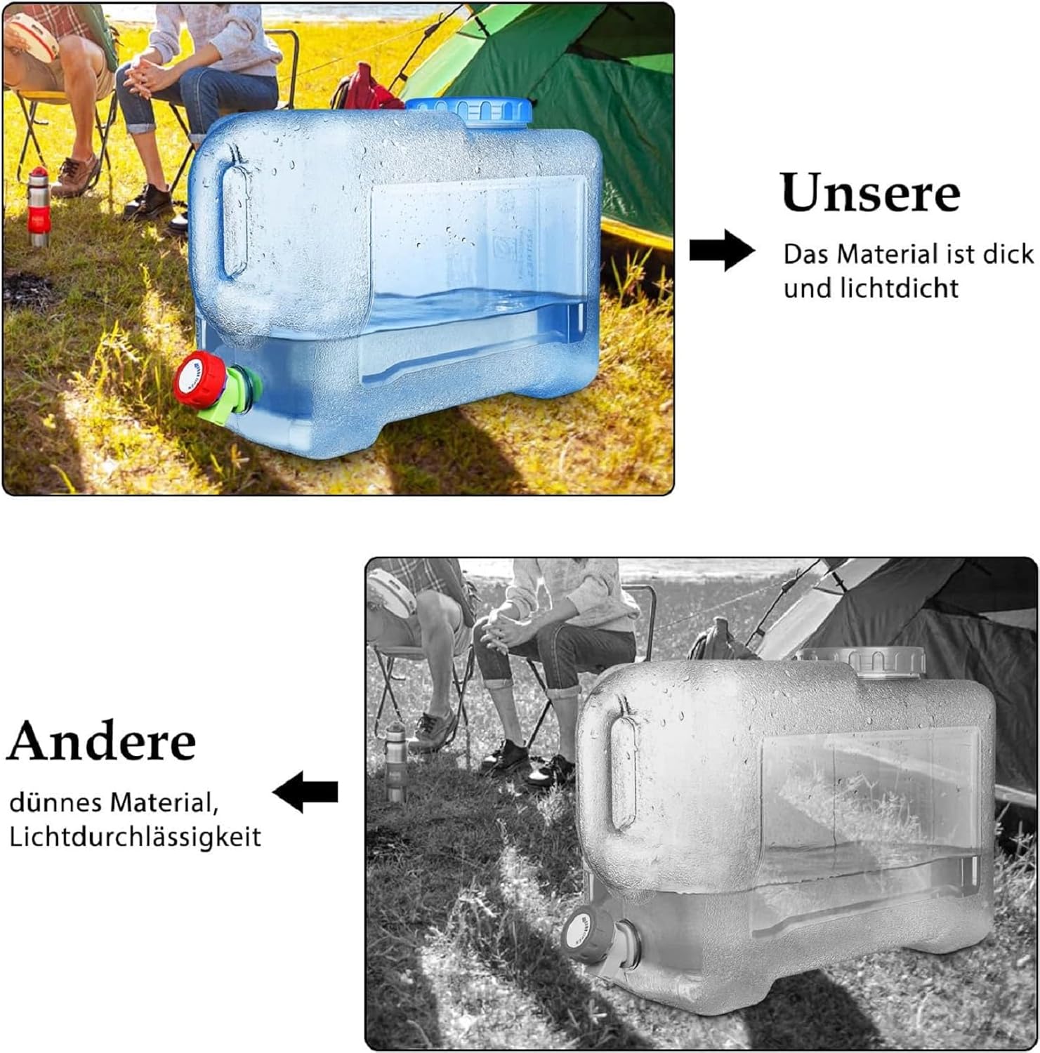 Trintion Wasserkanister mit Wasserhahn und Schraubdeckel, Wasserbehälter, Trinkwasserbehälter, Wassertank für Wandern, Camping, Picknick, Wohnwagen – Bild 5