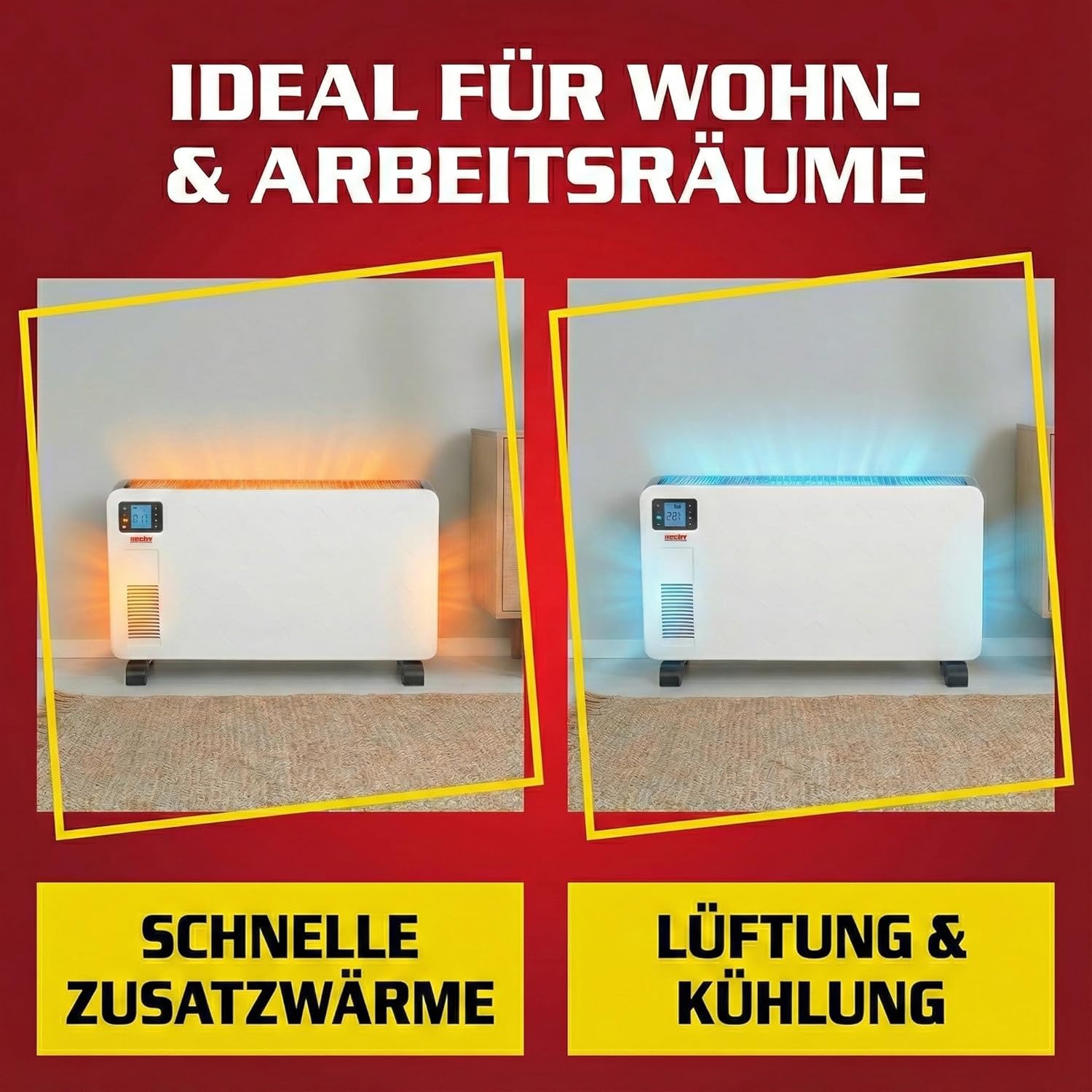 Hecht Elektroheizer – Heizgerät für schnelle und wohltuende Wärme – energiesparend – mit 3 Leistungsstufen, Fernbedienung und Thermostat – Bild 3