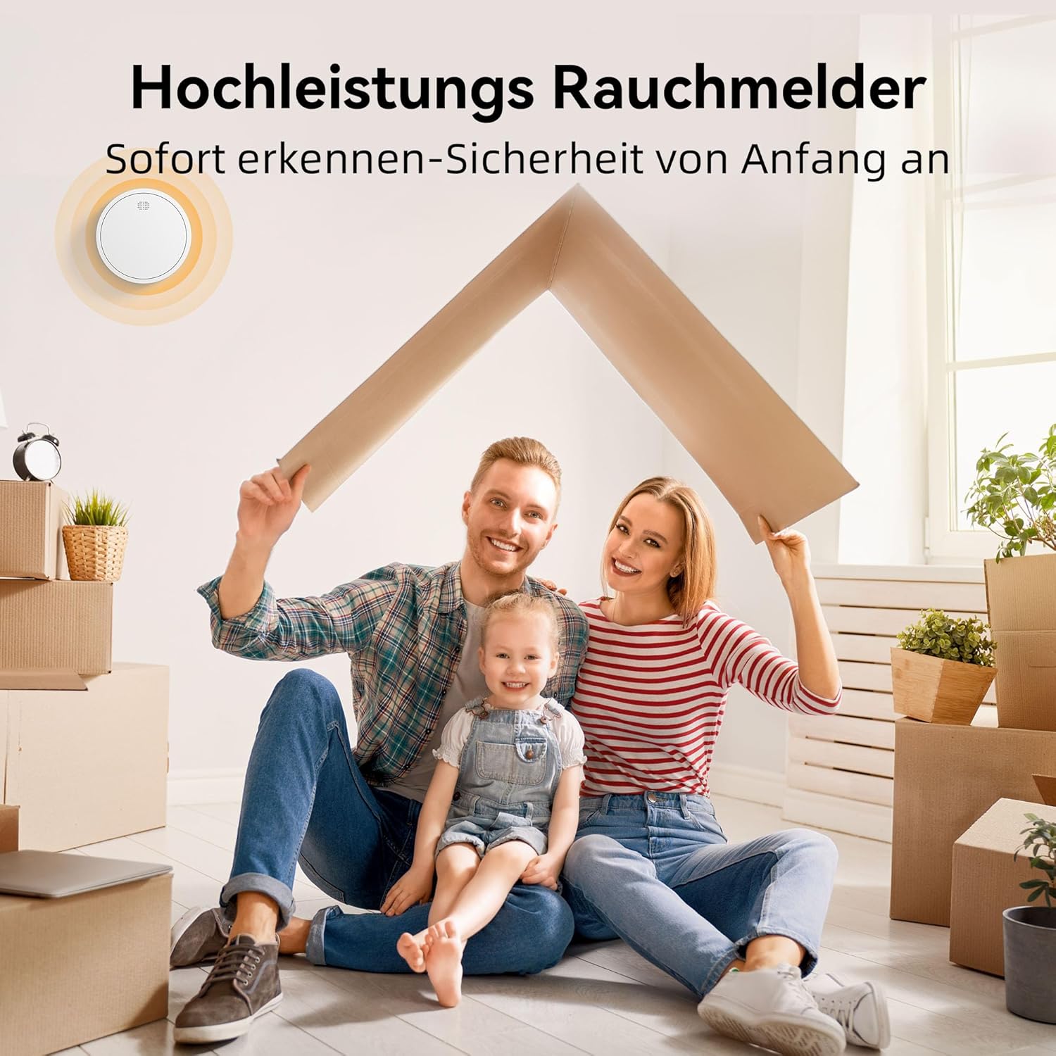 Rauchmelder, 10 Jahre Batterie, mit Magnethalterung, europäische Norm EN14604 geprüft, Feuermelder ohne Bohren, 85 dB, Rauchmelder, 6er-Set – Bild 4