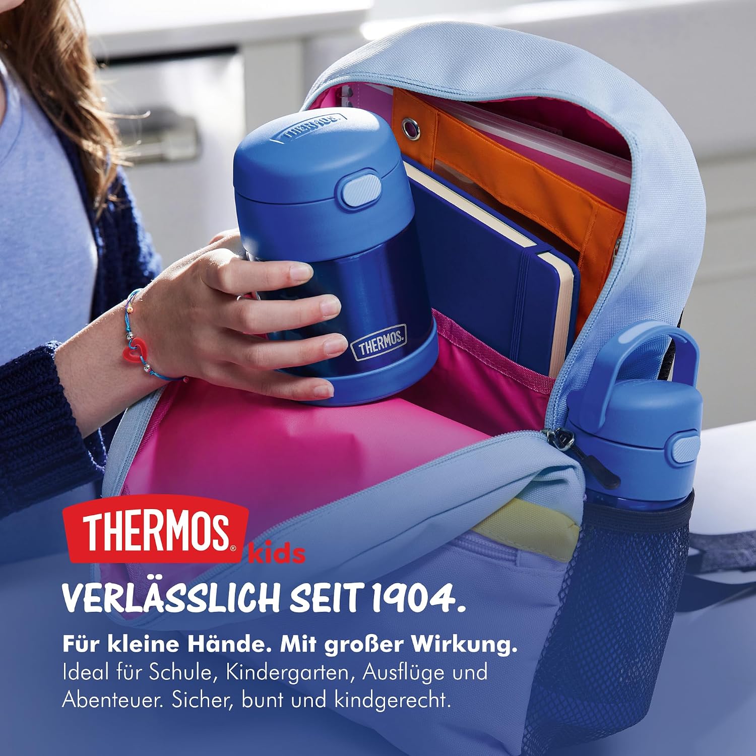 Thermoskanne Kinder FUNTAINER Thermobehälter 0,30 L 5 Stunden heiß Himbeerrosa | mit Löffel, 7 h kalt, auslaufsicher, Edelstahl-Isolierbehälter für Essen, Müsli & Snacks, Schule, Kita, Pausen, rosa – Bild 2