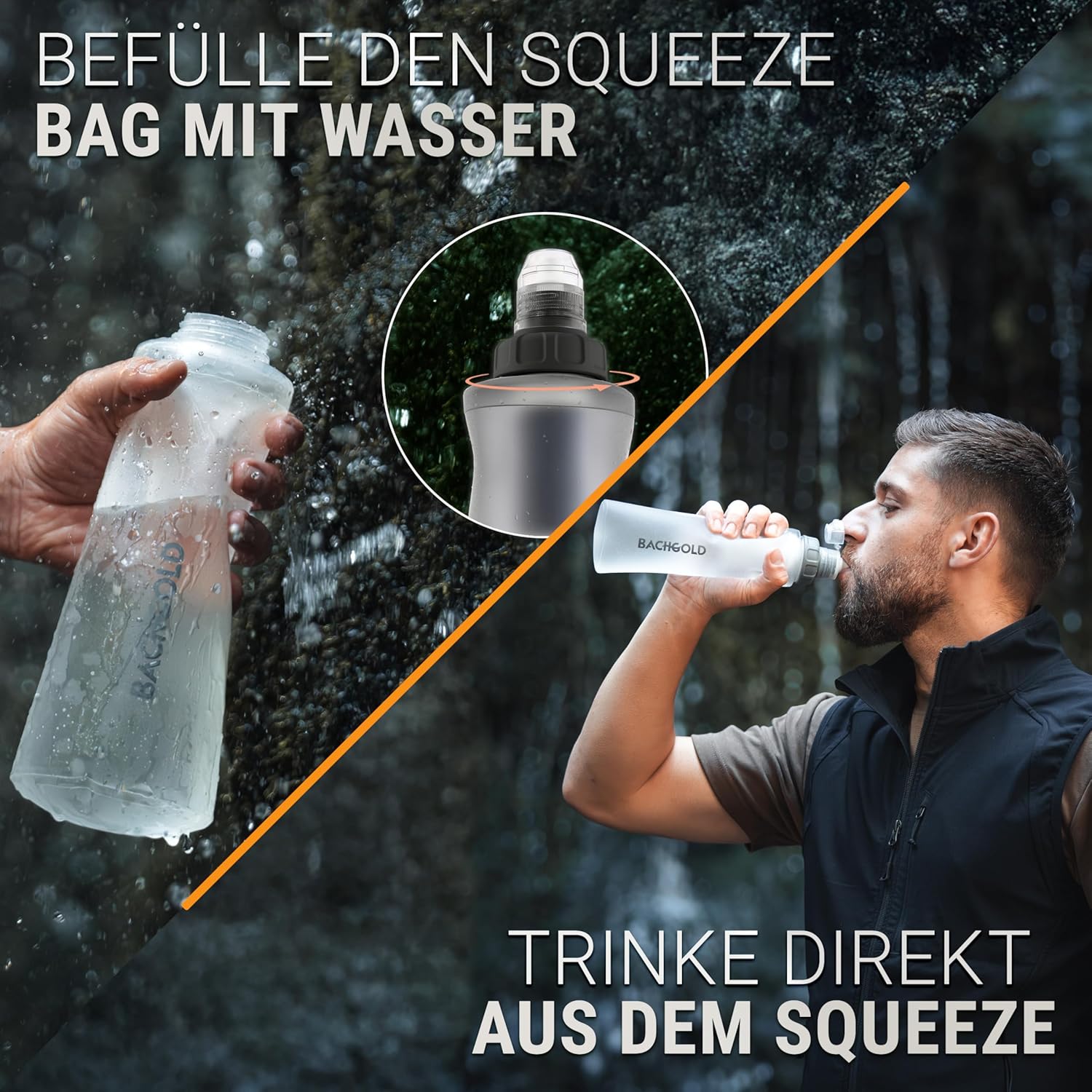 Bachgold Squeeze Outdoor Wasserfilter, Ultraleichter Wasserfilter (weiß) mit 500 l Fassungsvermögen, entfernt Bakterien, Viren & Mikroplastik, für Camping, Survival, Notfall, Bushcraft (weiß, 1000 ml) – Bild 3