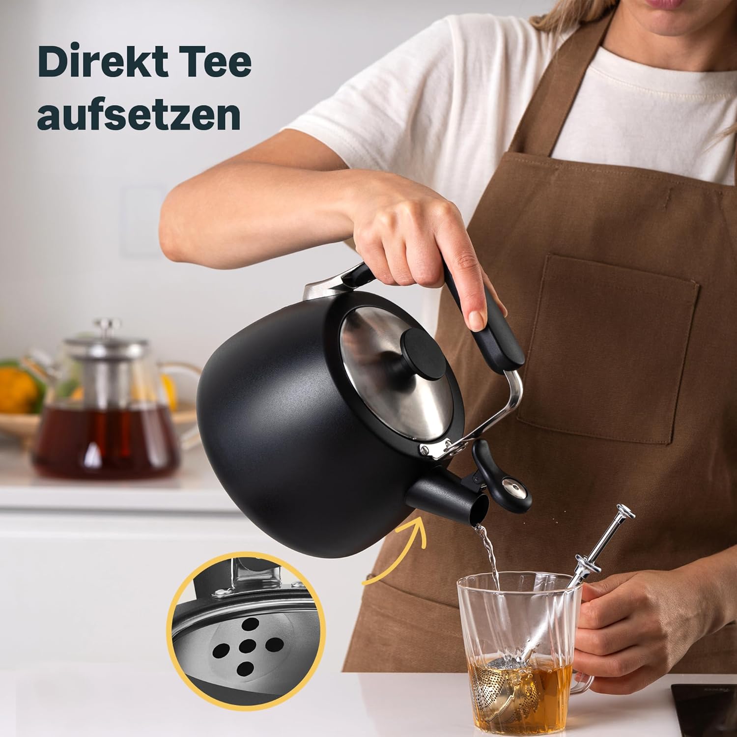 SILBERTHAL Induktions-Wasserkocher 2,8 L mit lauter Pfeife – Teekessel aus Edelstahl – Wasserkocher für Camping – Pfeifkessel Schwarz – Bild 9