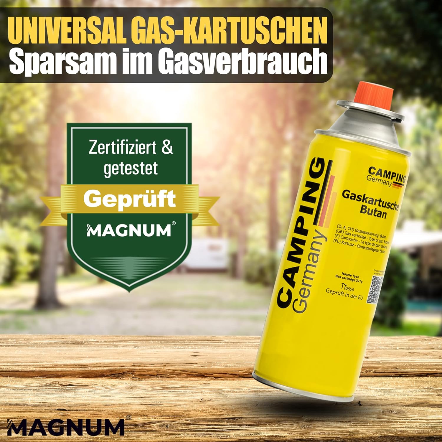 Magnum® 12 x Gaskartuschen 227 g (Hergestellt in Europa) (MSF-1a-Ventil) | Butangaskartusche, Campingkocher, Gasherd, Grill, Gasheizung, Unkrautbrenner, 227 g, Bajonettkartusche – Bild 2