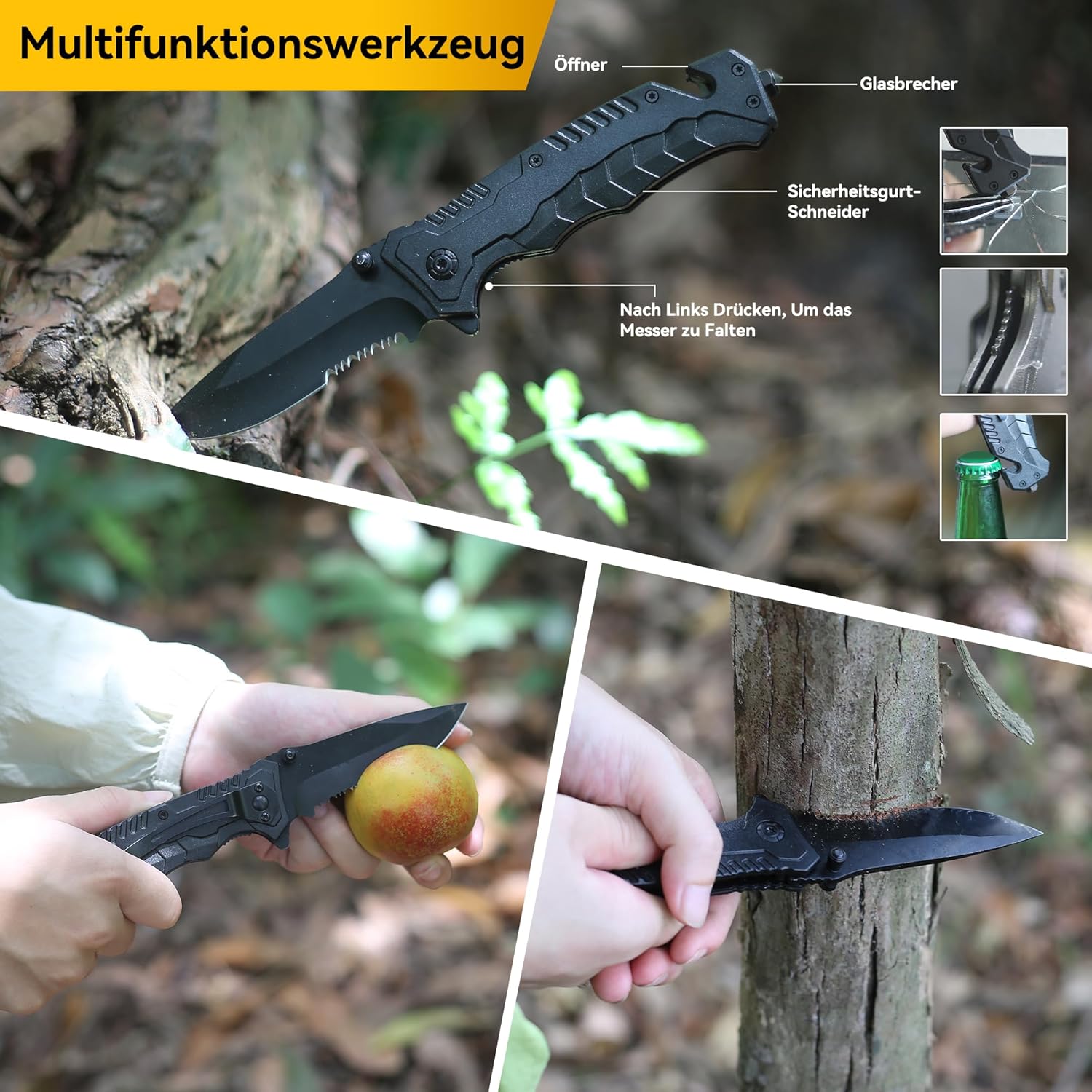 14-in-1-Überlebensset, Mehrzweck-Überlebensset, Erste-Hilfe-Set für Outdoor-Sport, Camping, Bergsteigen, Feuerstein/Wärmedecke/Pfeife – Bild 3