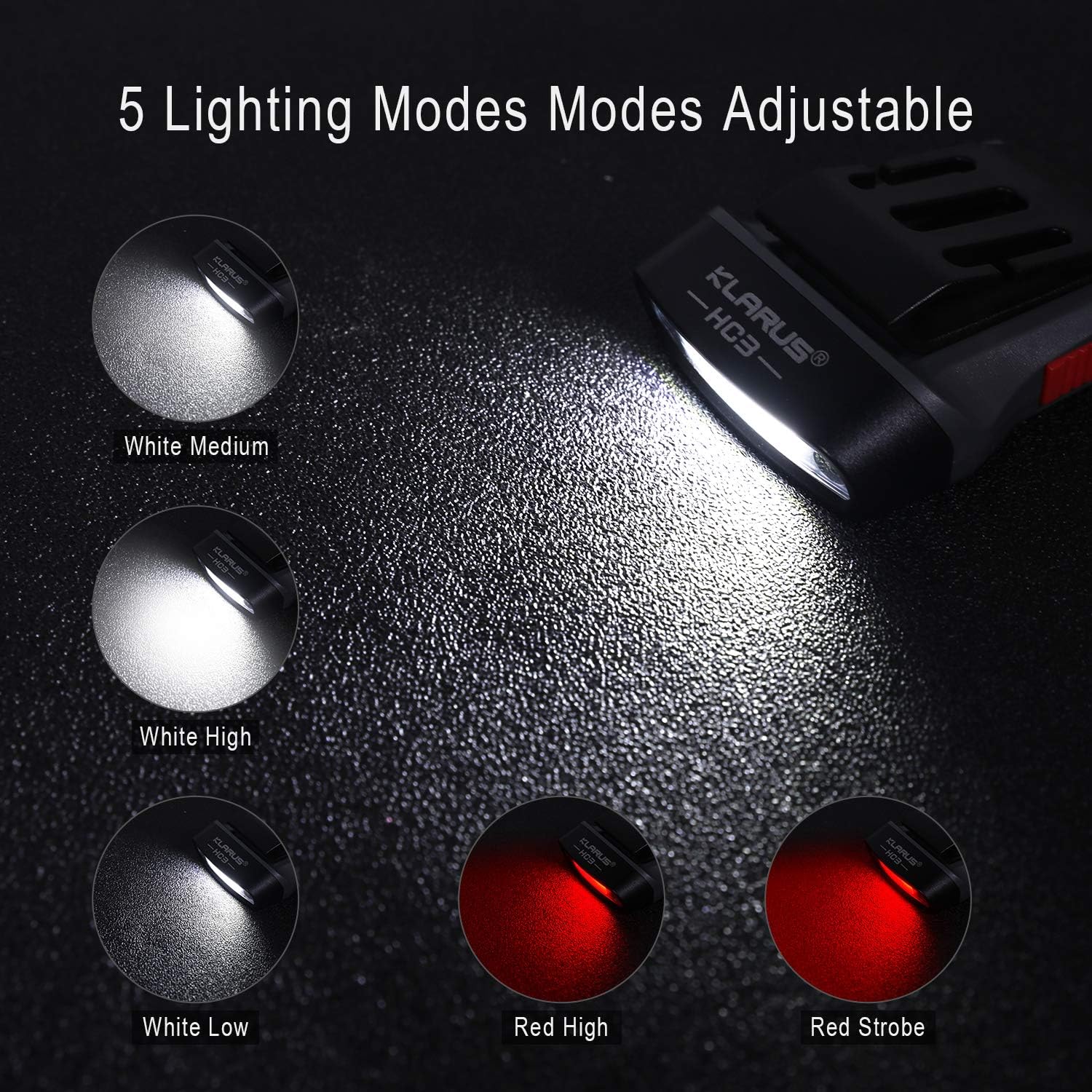 klarus HC3 LED Clip On Cap Light, weißes und rotes Licht mit Sensorsteuerung, 5 Modi dimmbar, für Jagd, Camping, Angeln – Bild 6