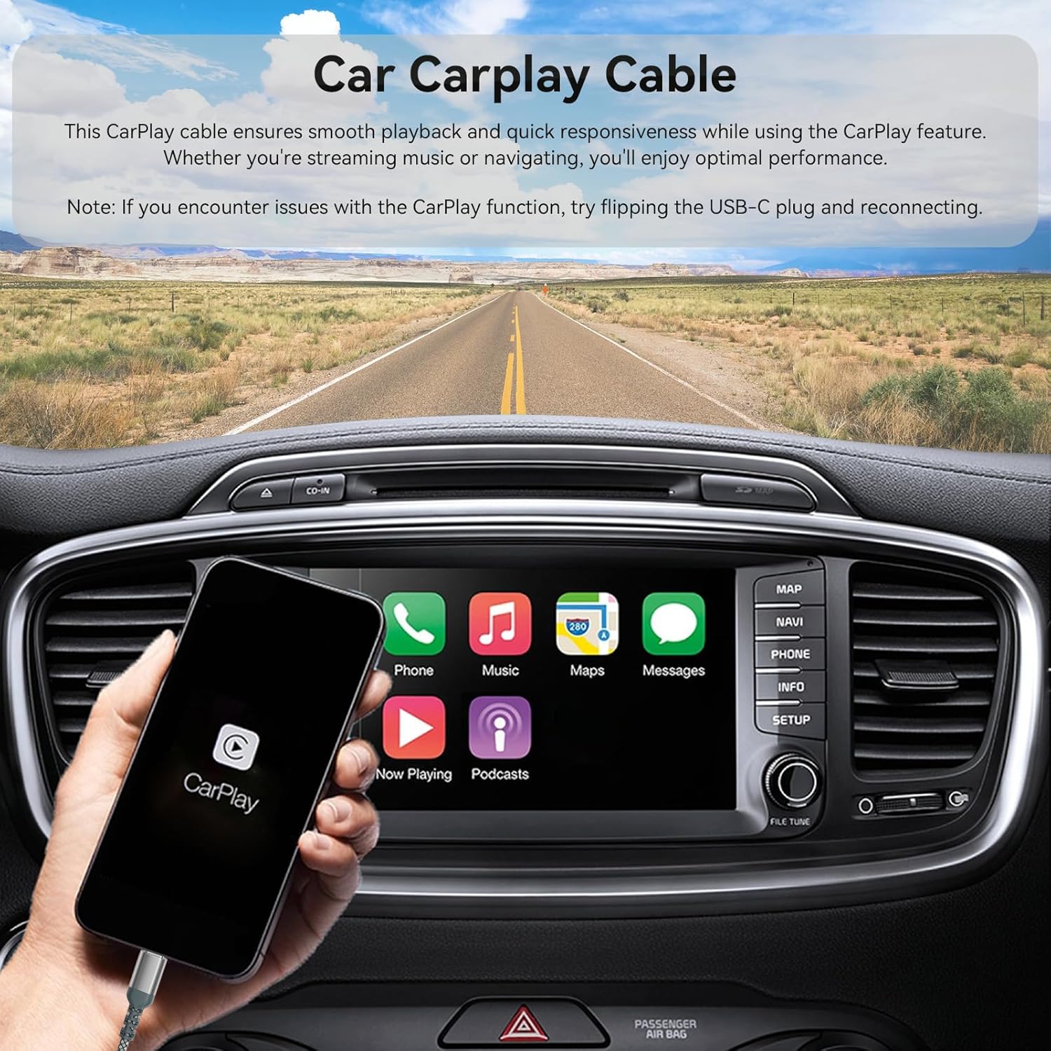 USB-auf-USB-C-Kabel, CarPlay-Autokabel, Typ-C-Schnellladekabel für iPhone 16/16 Pro Max, 15 Pro, 15 Plus, iPad, Samsung Galaxy und andere Geräte mit Typ-C-Anschluss (2, 1,2 m) – Bild 5
