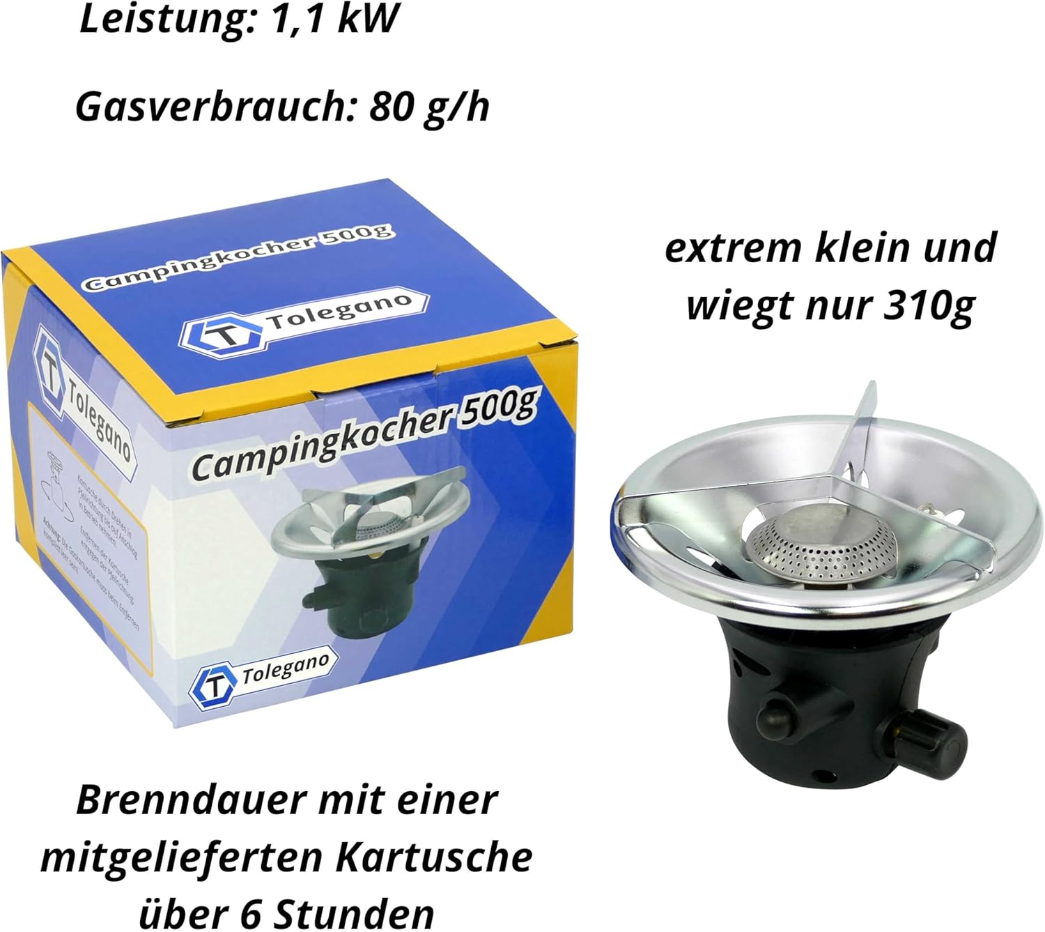 CAMPLORA Campingkocher mit Piezozündung für Schraubkartuschen, Gaskocher, Propangaskocher, Butangaskocher – Bild 5