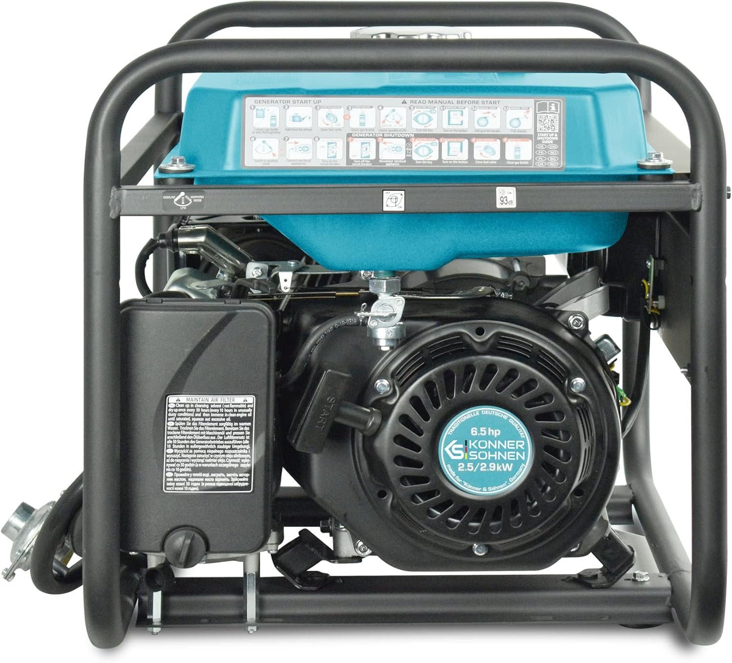 LPG/Benzin-Stromerzeuger KS 2900G Dual Fuel Serie, Notstromgenerator Gas 2900 W, 2x16A (230 V), 12 V, Stromgenerator mit (AVR), Stromgenerator mit Ölstandsanzeige, Überlast- und Kurzschlussschutz. – Bild 8