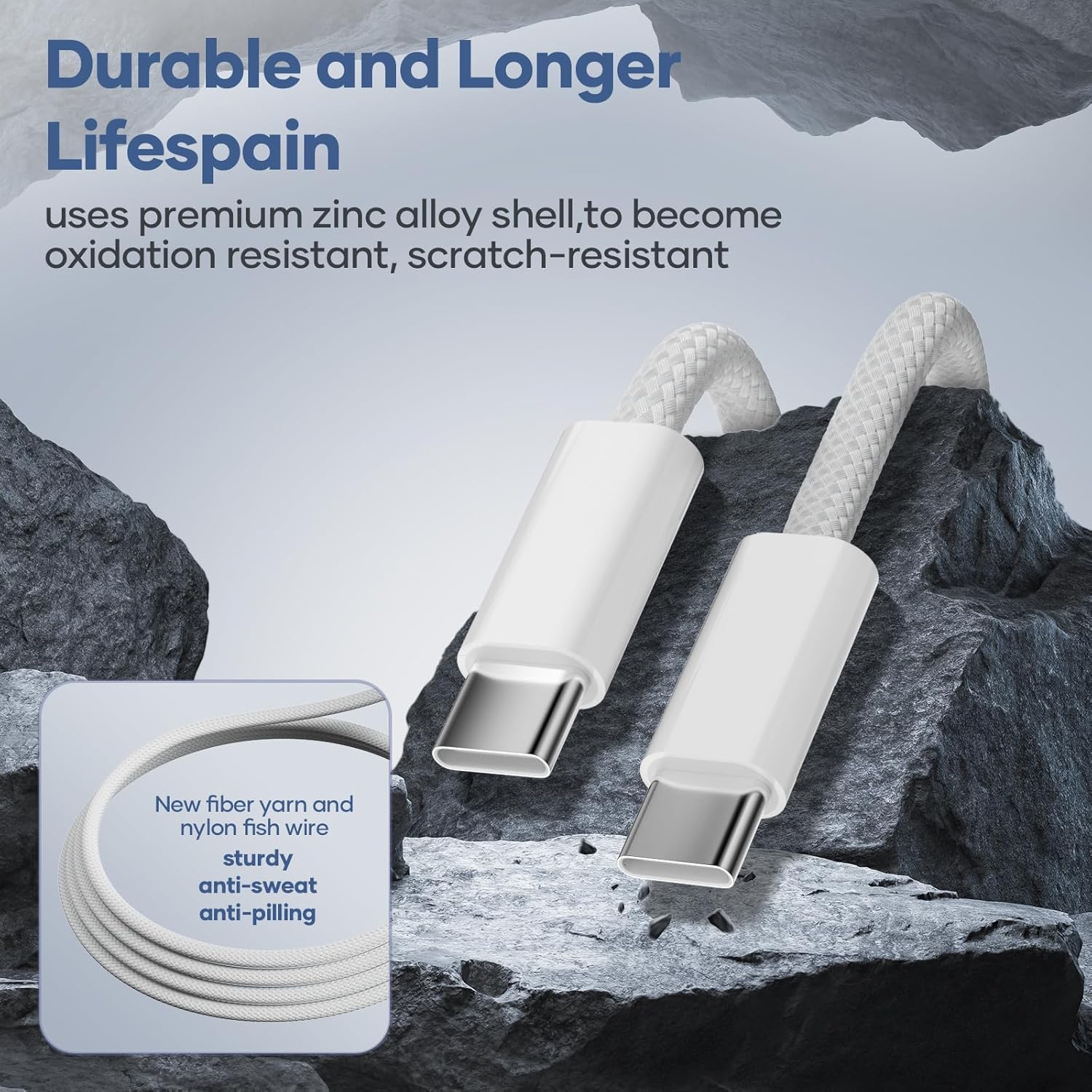 USB-C auf USB-C Kabel, 2x 1,8 m USB-C Kabel, 60 W Schnellladekabel PD3.0 USB-C Ladekabel für iPhone 17/16/15/15Pro, Samsung S24/S23/S22, Google Pixel, Huawei, OnePlus, LG, Xiaomi, Sony usw – Bild 5