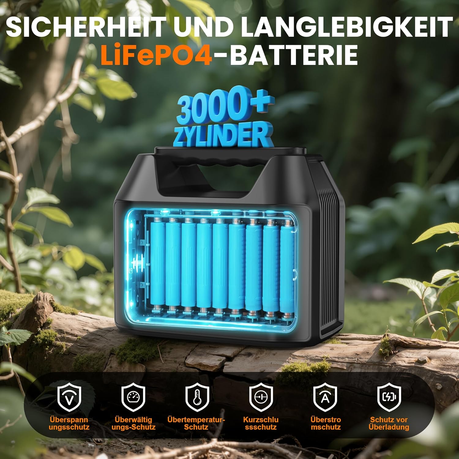 SinKeu 96Wh tragbares Kraftwerk mit 40-W-Solarpanel, 30000-mAh-LiFePO4-Batterie-Solargenerator mit 230-V-150-W-AC-Steckdose/12-V-DC/USB, Notstromversorgung für Camping, Picknicks, Garten, Notfälle – Bild 4