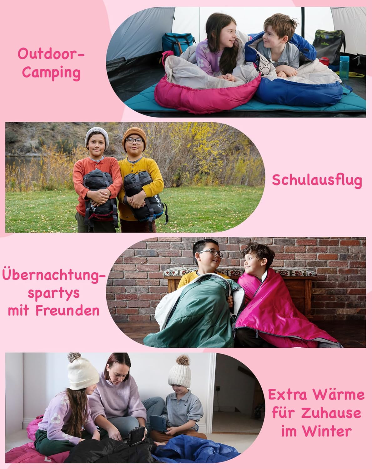KingCamp Kinderschlafsack 3 Jahreszeiten Deckenschlafsack für Kinder 100-140cm Leicht Warm für Camping und Wandern mit Tragetasche – Bild 6