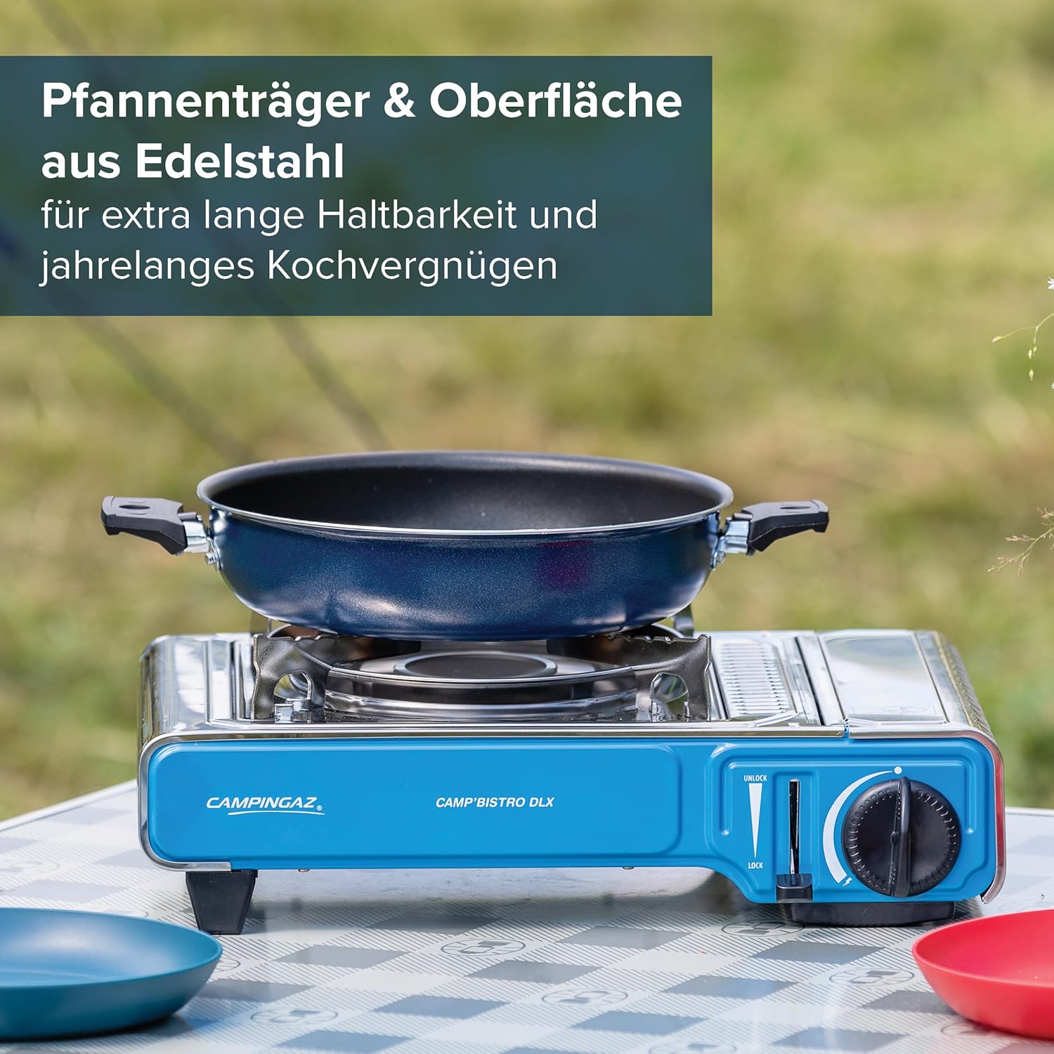 Campingaz Camp Bistro DLX, kompaktes Outdoor-Gas/Gaskartuschen/Campingkocher, Camp Bistro DLX, 1 Glühbirne, 2200 Watt, mit Überhitzungsschutz und Tragetasche – Bild 3