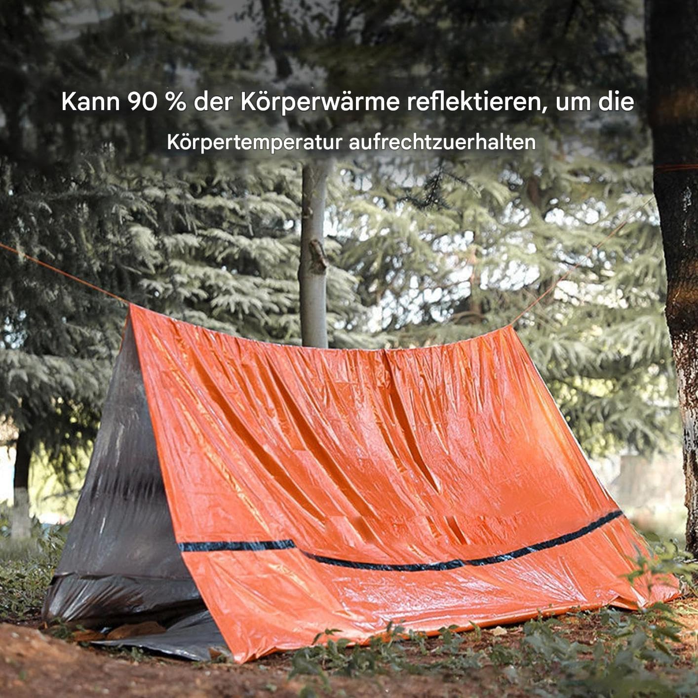 Überlebenszelt – Orange PET | Storm Mountain Survival Shelter | Wärmereflektierende Notunterkunft mit hoher Sichtbarkeit | Isolierende PE-Decke | Kompaktes, Leichtes Rettungszelt Zum Wandern Und – Bild 6