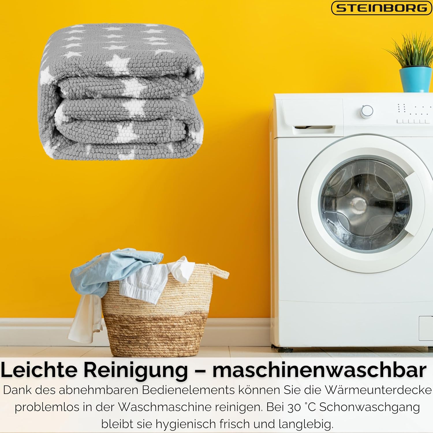 Steinborg Heizdecke mit automatischer Abschaltung, 180 x 130 cm, kuschelige Heizdecke, elektrische Heizdecke, Kuscheldecke, Bett, Sofa, Thermodecke, 9 Stufen, waschbar – Bild 7