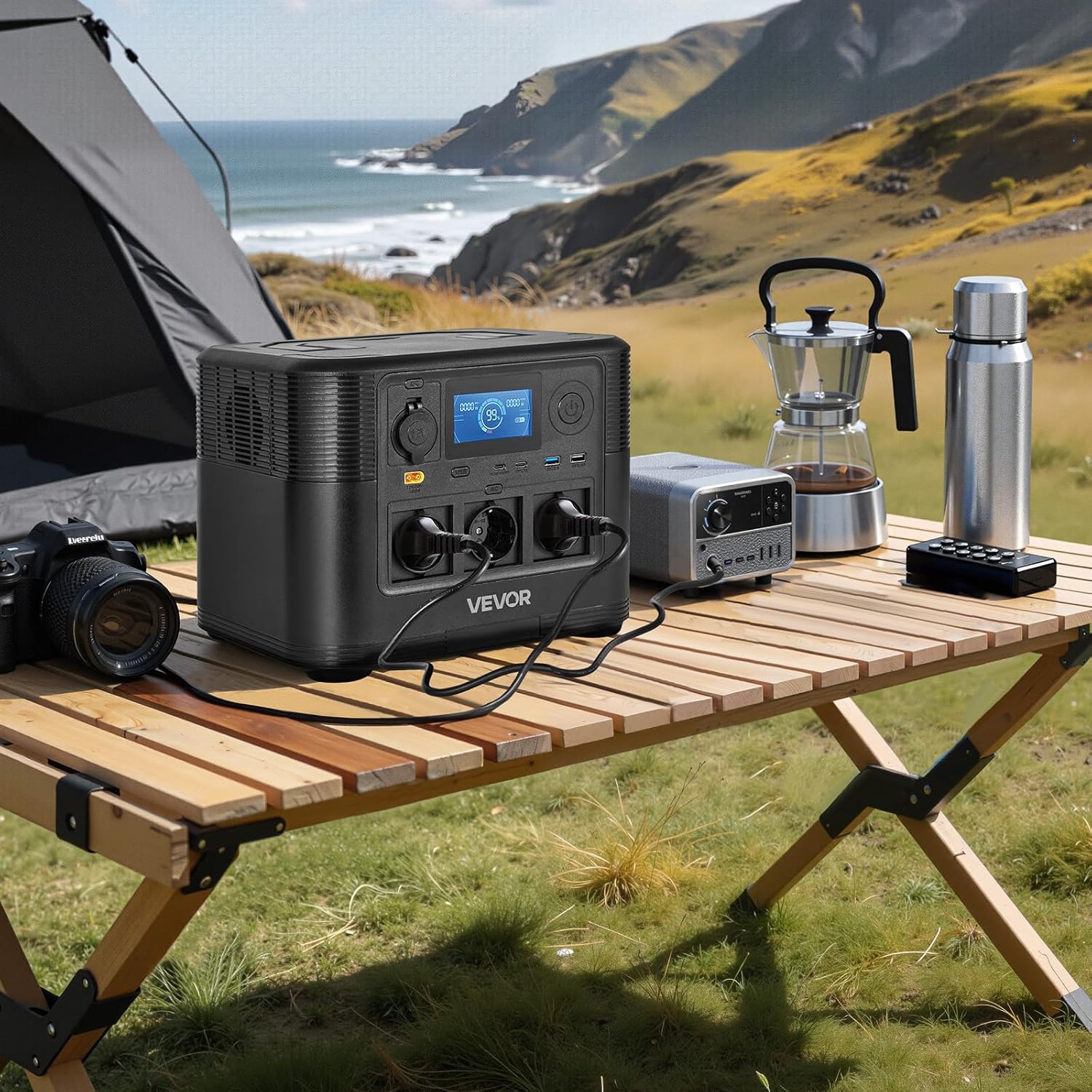 VEVOR Tragbares Kraftwerk, 1800 W Solargenerator, 1008 Wh LiFePO4-Batterie-Backup mit 8 Ausgängen für Notfälle zu Hause, Camping im Freien, Reisen mit dem Wohnmobil (Solarpanel nicht im Lieferumfang enthalten) – Bild 8