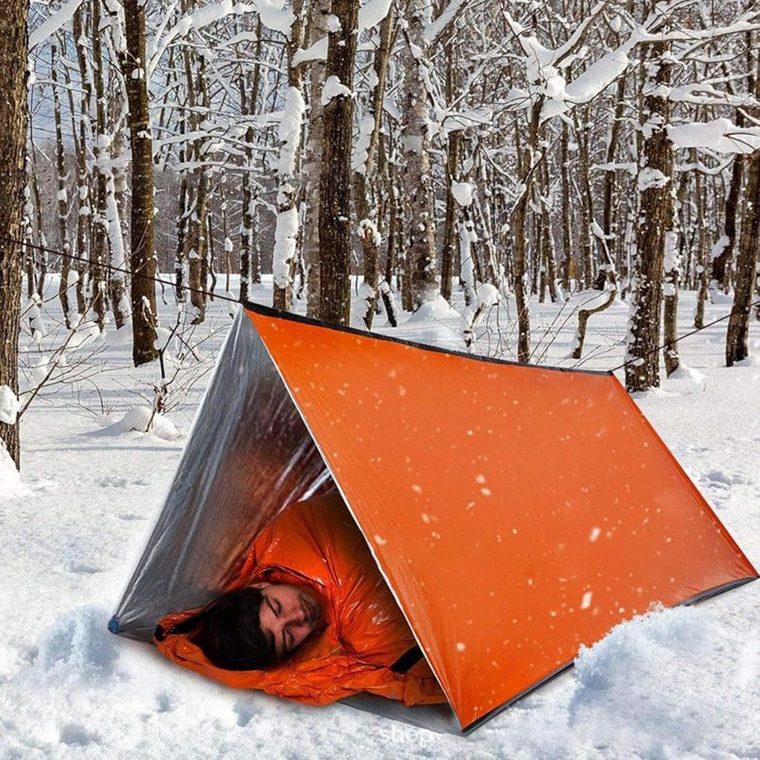 Überlebenszelt – Orange PET | Storm Mountain Survival Shelter | Wärmereflektierende Notunterkunft mit hoher Sichtbarkeit | Isolierende PE-Decke | Kompaktes, Leichtes Rettungszelt Zum Wandern Und – Bild 4