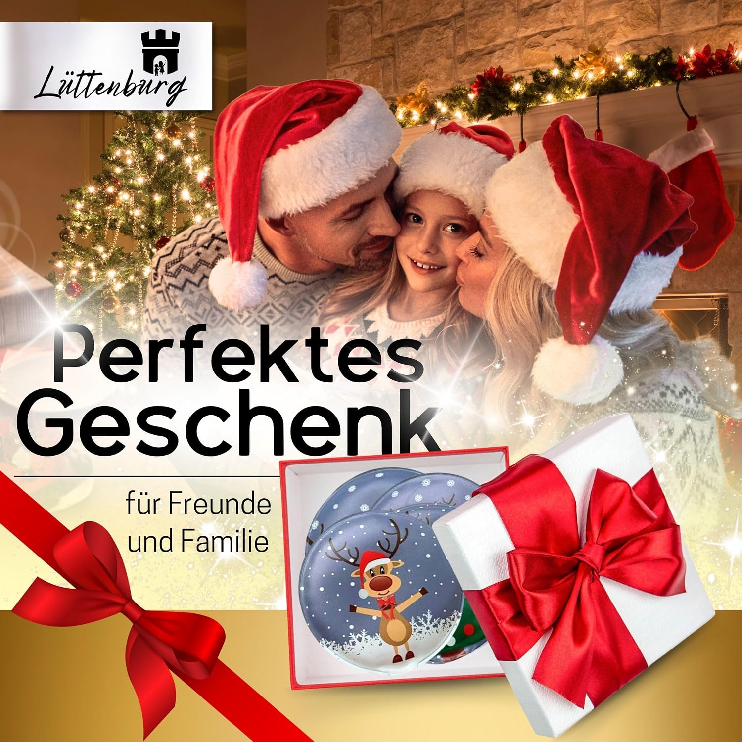 Taschenwärmer für Kinder Rentier Rudolph - Wiederverwendbarer Handwärmer rund Geschenk zu Weihnachten - Weihnachtstaschen-Heizkissen ca. 9 x 9 cm - Adventskalender mit Weihnachtsmannfüllung – Bild 3