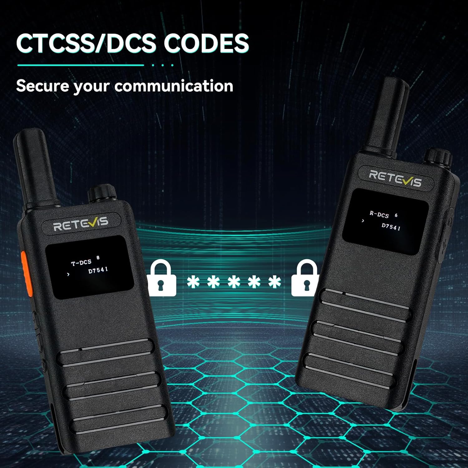 Retevis B63S Walkie Talkie, PMR-Radio, 15 mm ultradünn, RT622P 3.0, VOX, LCD-Display, 103 g leicht, USB C, 1620 mAh, professionelles Funkset für Familie (2 Stück, schwarz) – Bild 6