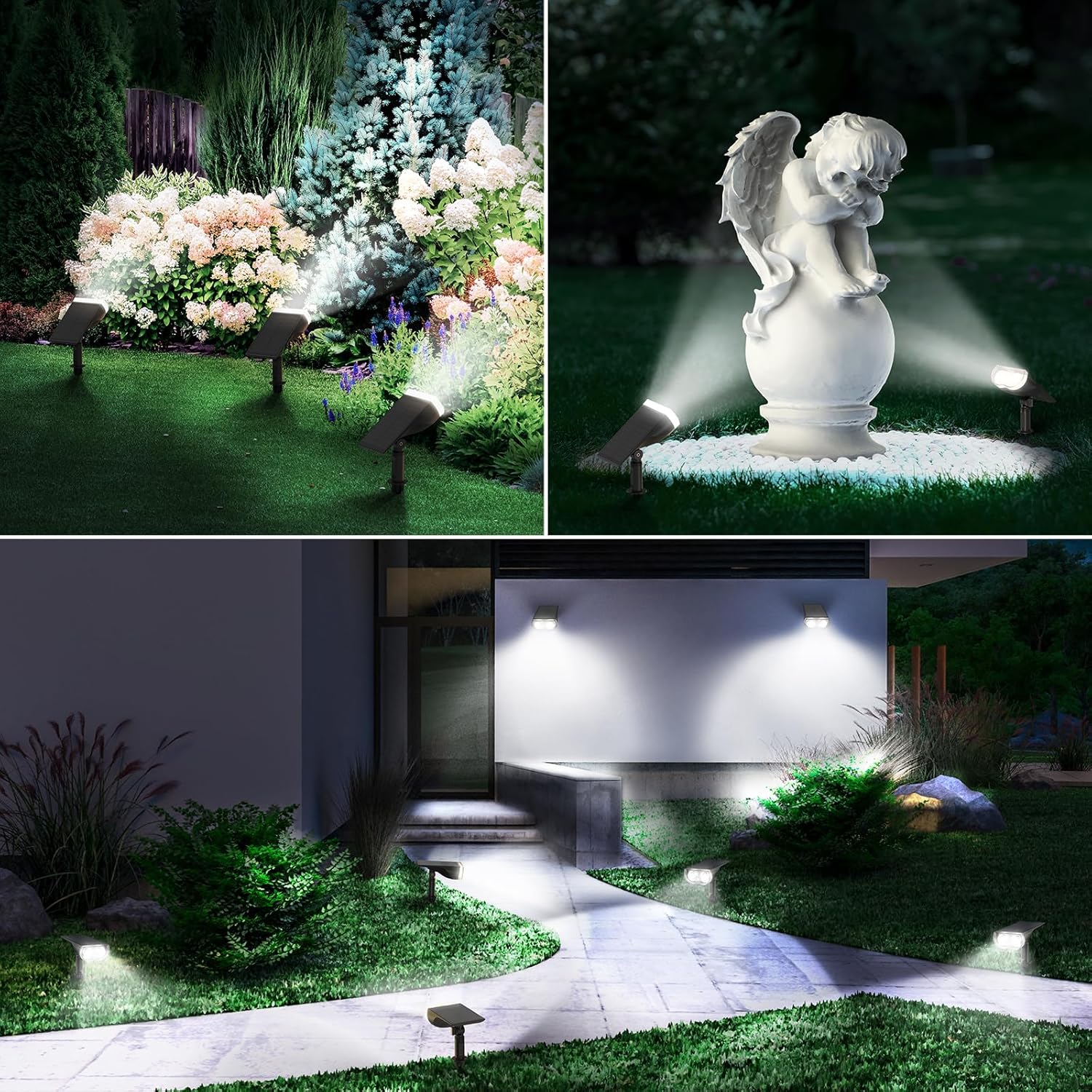 Linkind LED Solarleuchten für Außen, Lichtsensor Solarleuchte, IP67 wasserdichte Außenwandleuchte, 650 lm, 6500 K, tageslichtweißes Solarlicht, solarbetriebener Strahler, 2 Stück – Bild 7