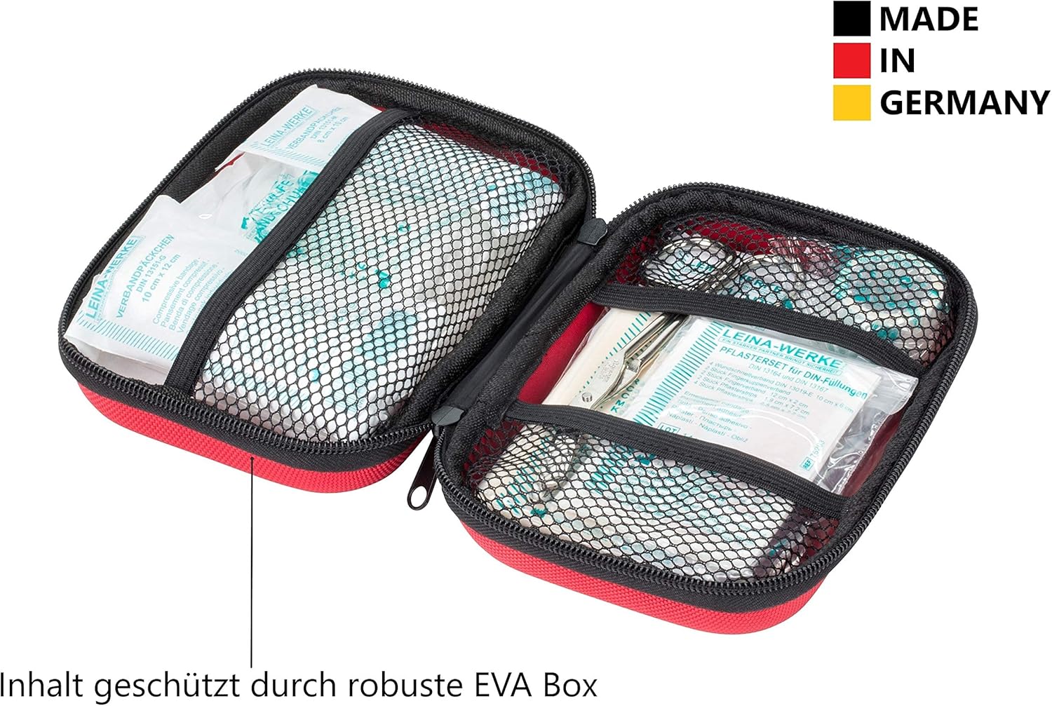 Reise-Erste-Hilfe-Set, hergestellt in Deutschland, mit Edelstahl-Pinzette für Wandern, Radfahren, Bergsteigen und Outdoor – Bild 4