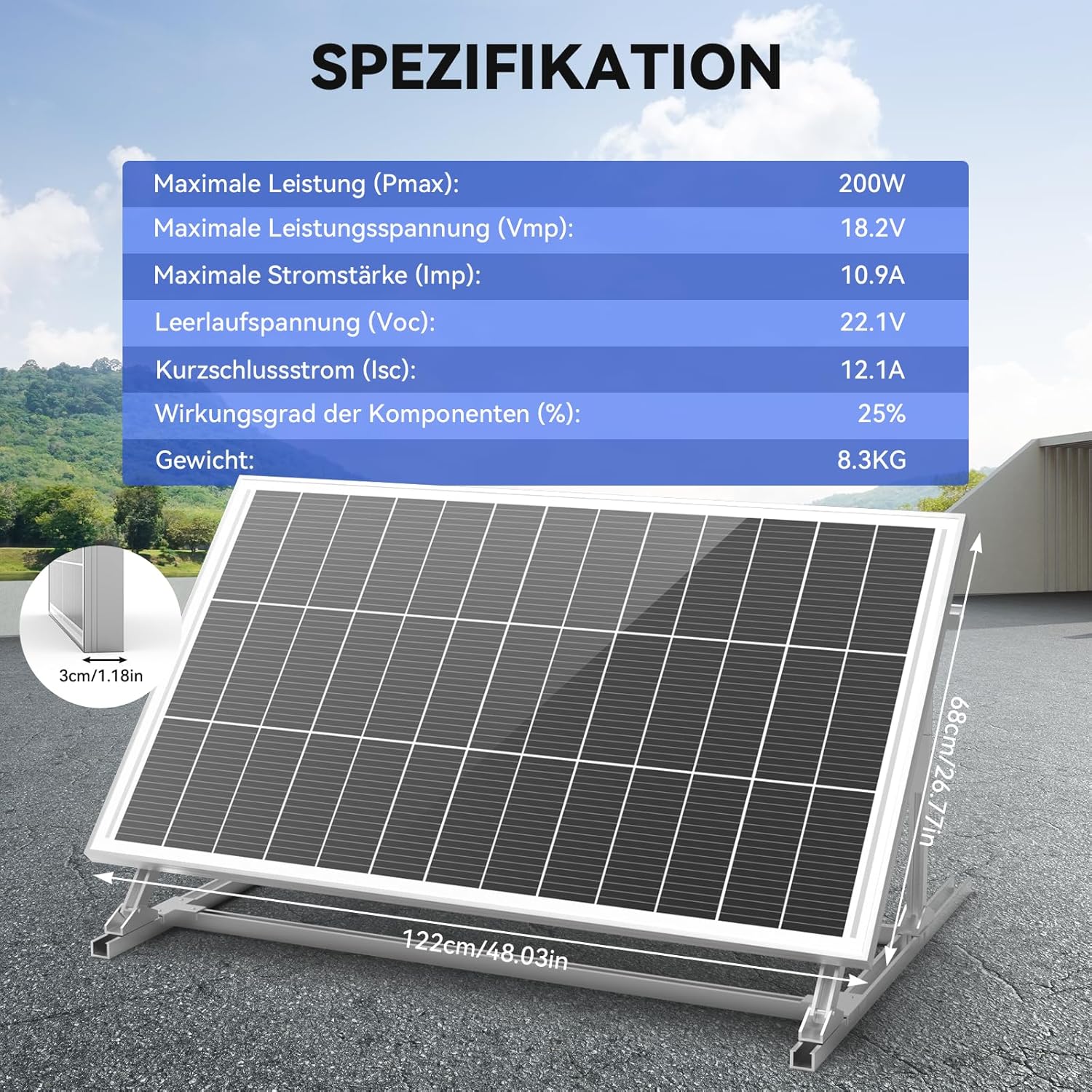 WERCHTAY Solarpanel 2000 W monokristallin, Solarmodul mit hocheffizientem Aluminiumrahmen, SMBB-Technologie, PV-Modul für Batterien, Boot, Wohnmobil, Gartenhaus, Zuhause (200 W x 10) – Bild 7