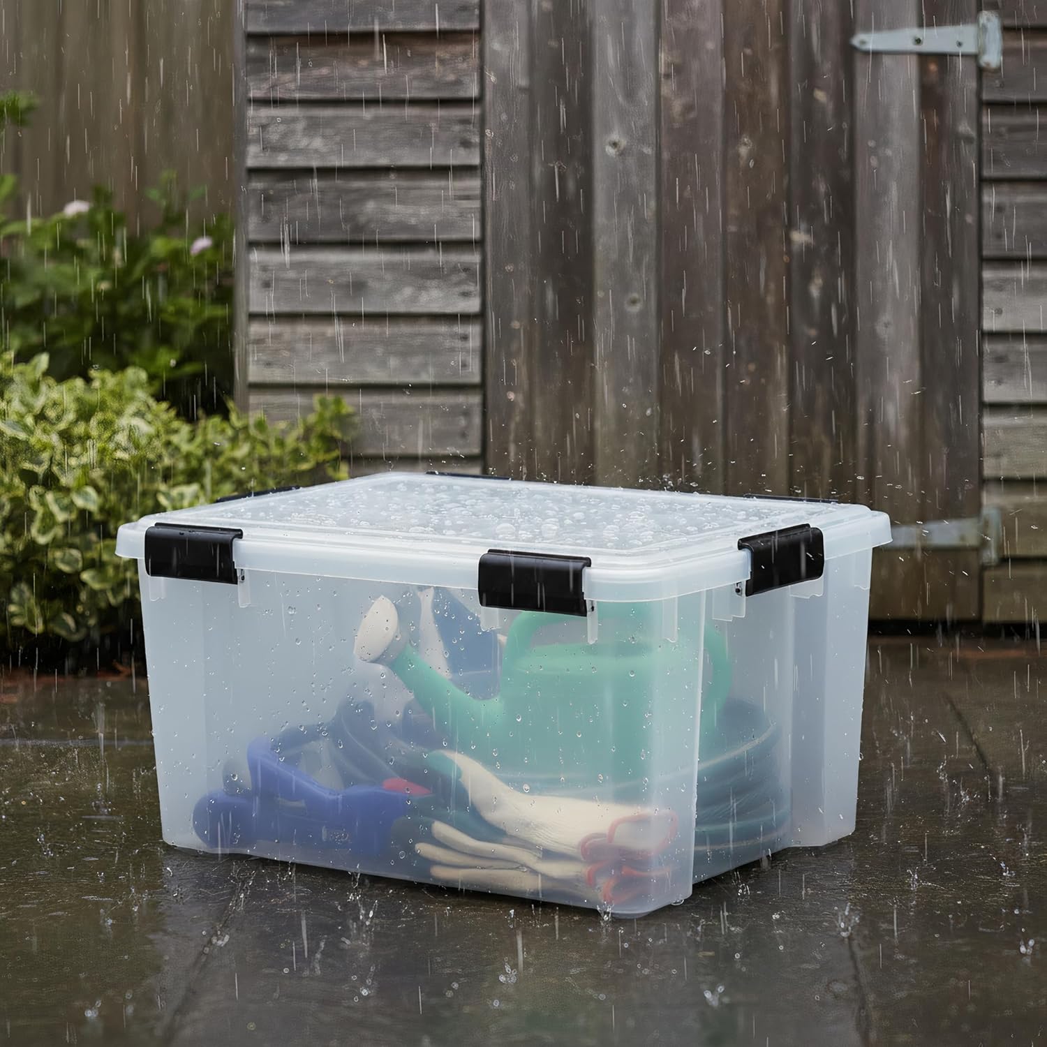 Iris Ohyama Luftdichte Aufbewahrungsboxen aus Kunststoff mit Deckel, 50 l, 2er-Set, transparent, hermetischer wasserdichter Verschluss, robuste Schnappverschlüsse, stapelbar, Staubschutz, BPA-frei, AT-L – Bild 6